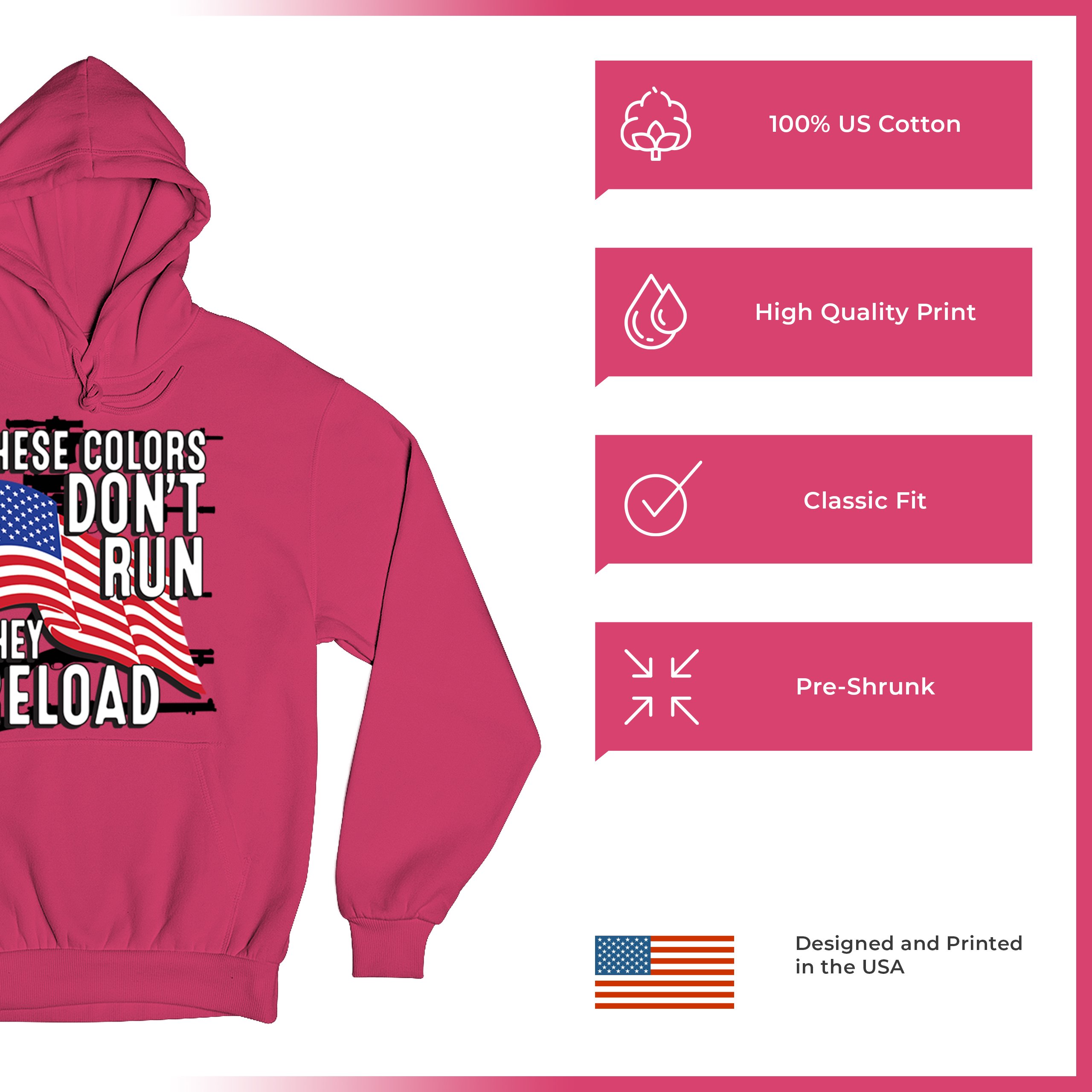 These Colors Don't Run They Reload Sweatshirt American 2nd Amendment Hoodie - Picture 56 of 57