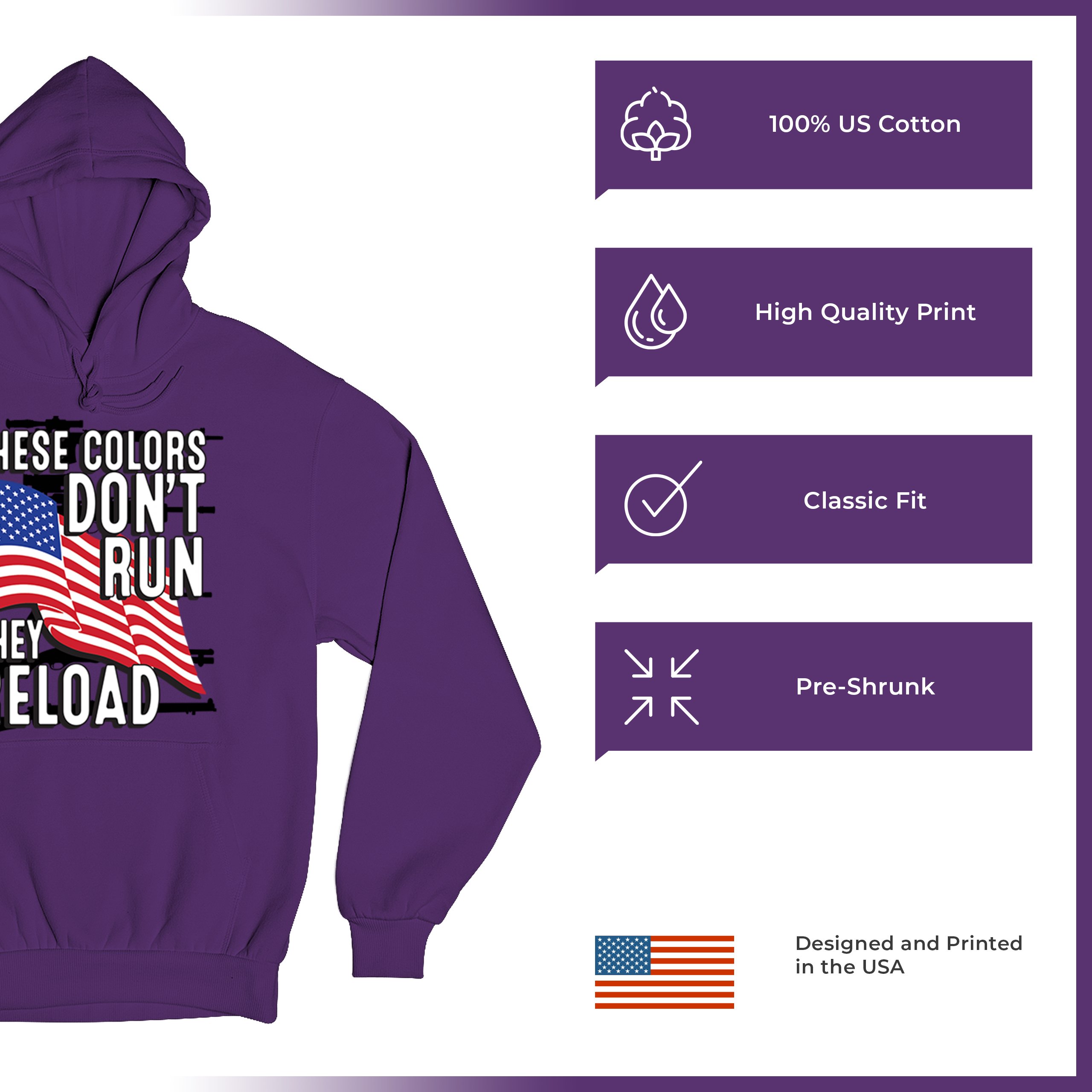 These Colors Don't Run They Reload Sweatshirt American 2nd Amendment Hoodie - Picture 28 of 57