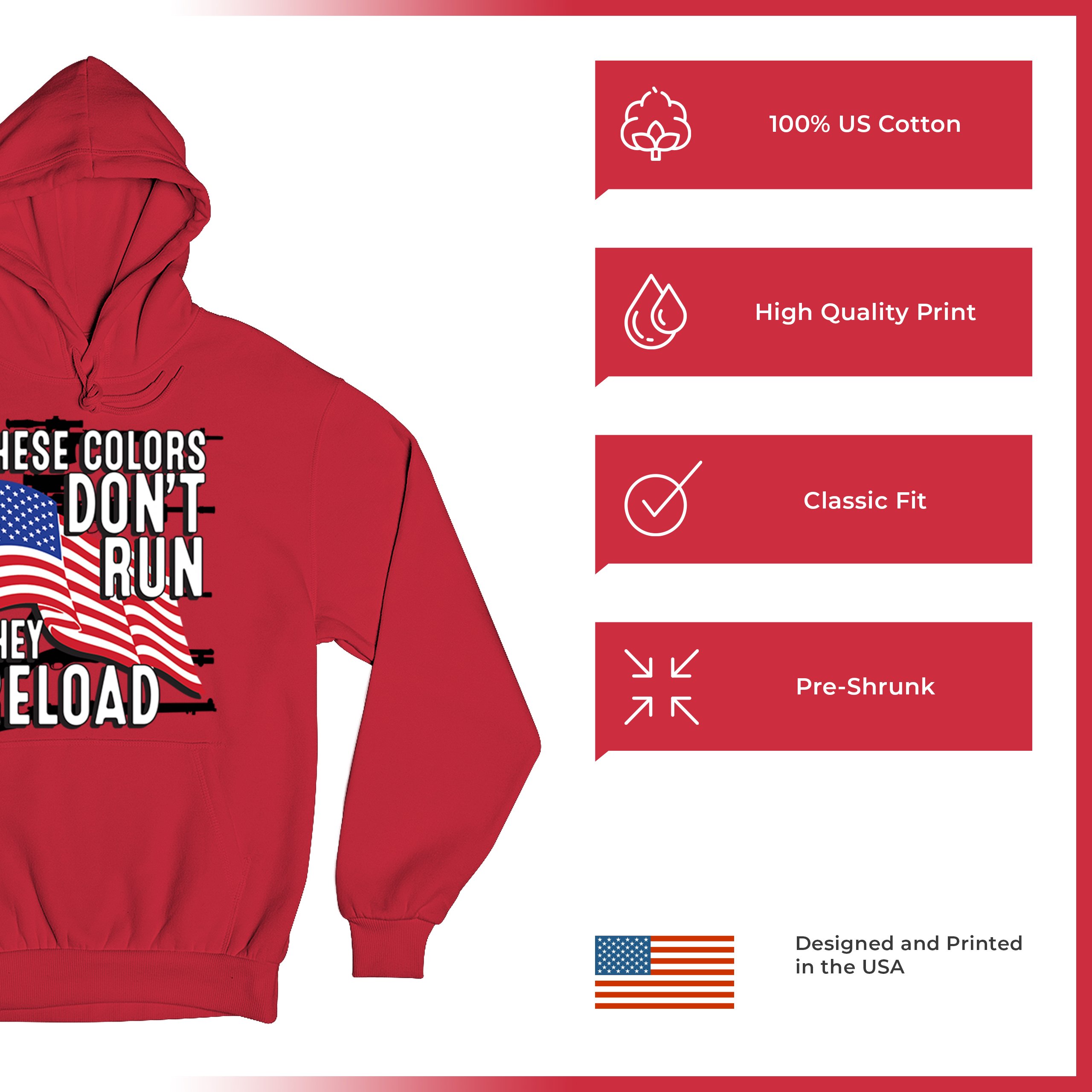 These Colors Don't Run They Reload Sweatshirt American 2nd Amendment Hoodie - Picture 35 of 57