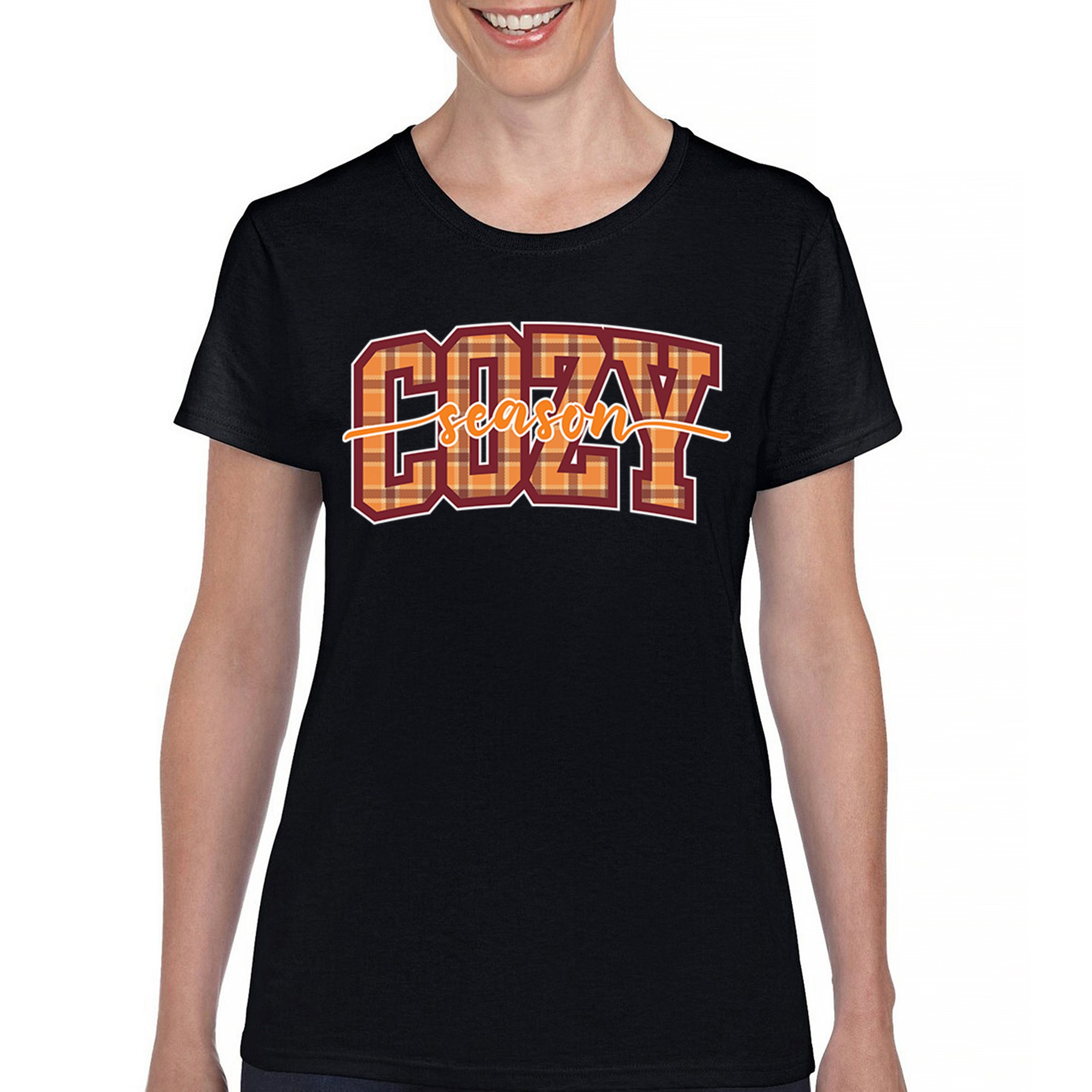 Cozy Season T-Shirt Fall Pumpkin Spice Cute Thanksgiving Turkey Day Women's Tee - 第 2/50 張圖片