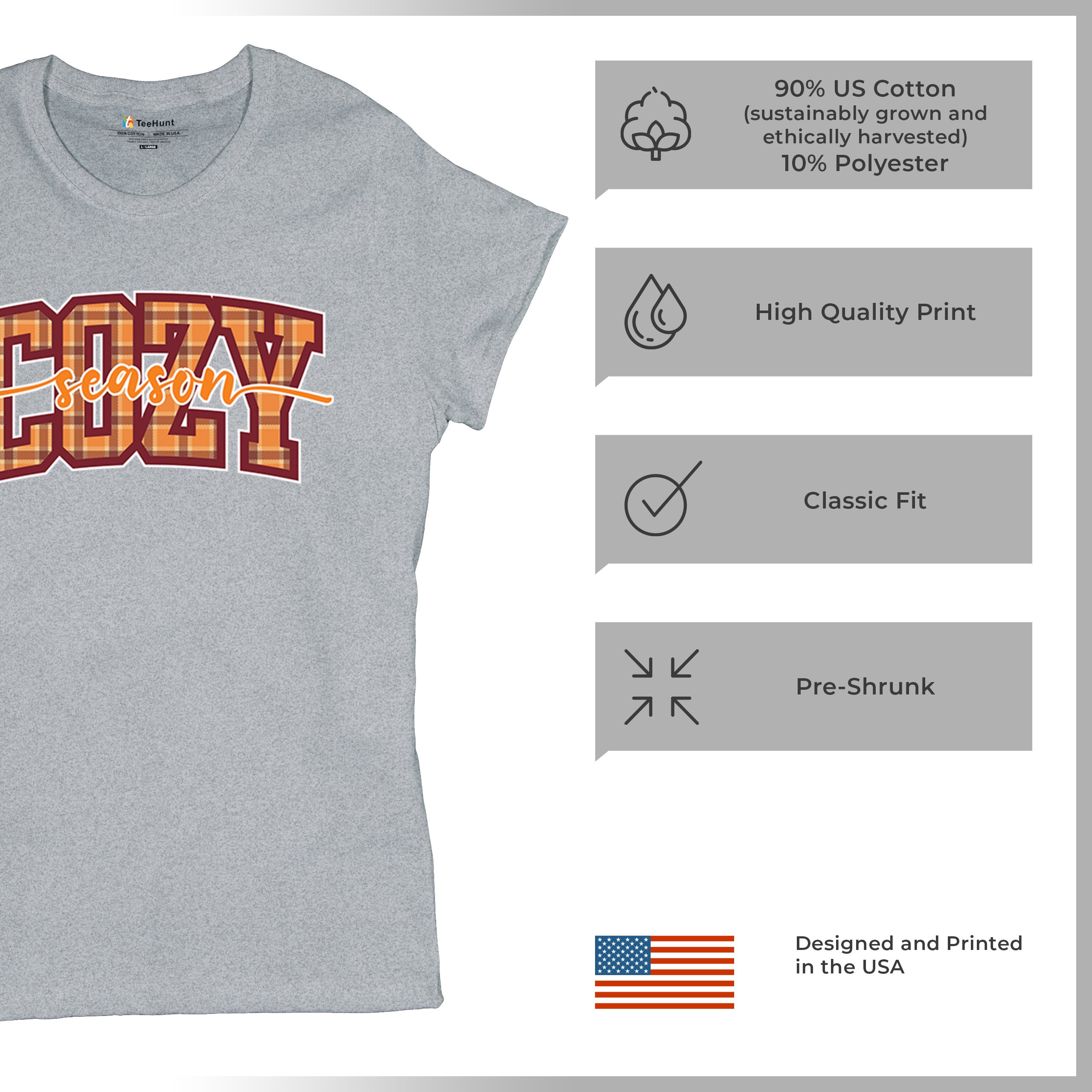 Cozy Season T-Shirt Fall Pumpkin Spice Cute Thanksgiving Turkey Day Women's Tee - 第 14/50 張圖片