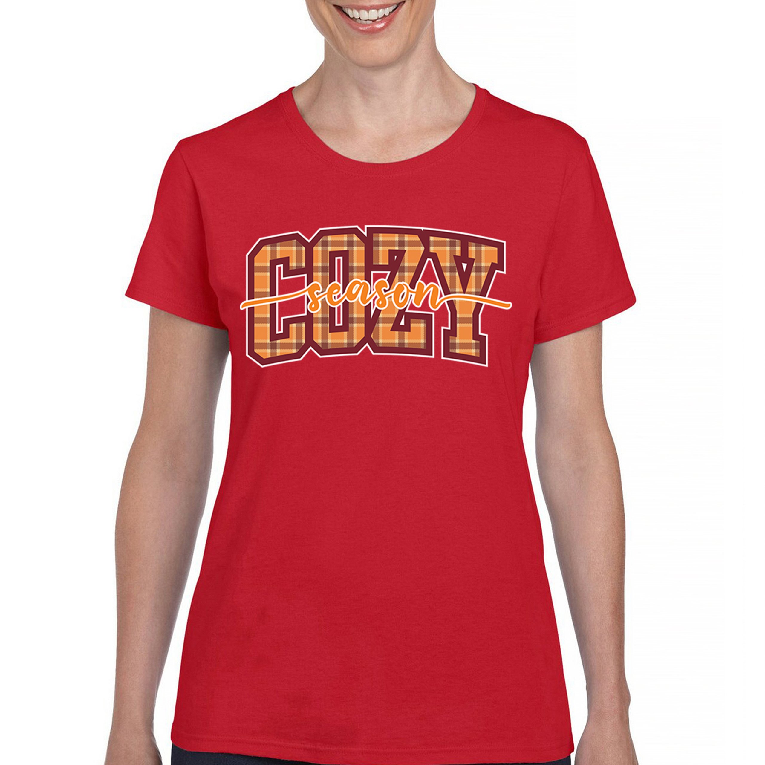 Cozy Season T-Shirt Fall Pumpkin Spice Cute Thanksgiving Turkey Day Women's Tee - 第 16/50 張圖片
