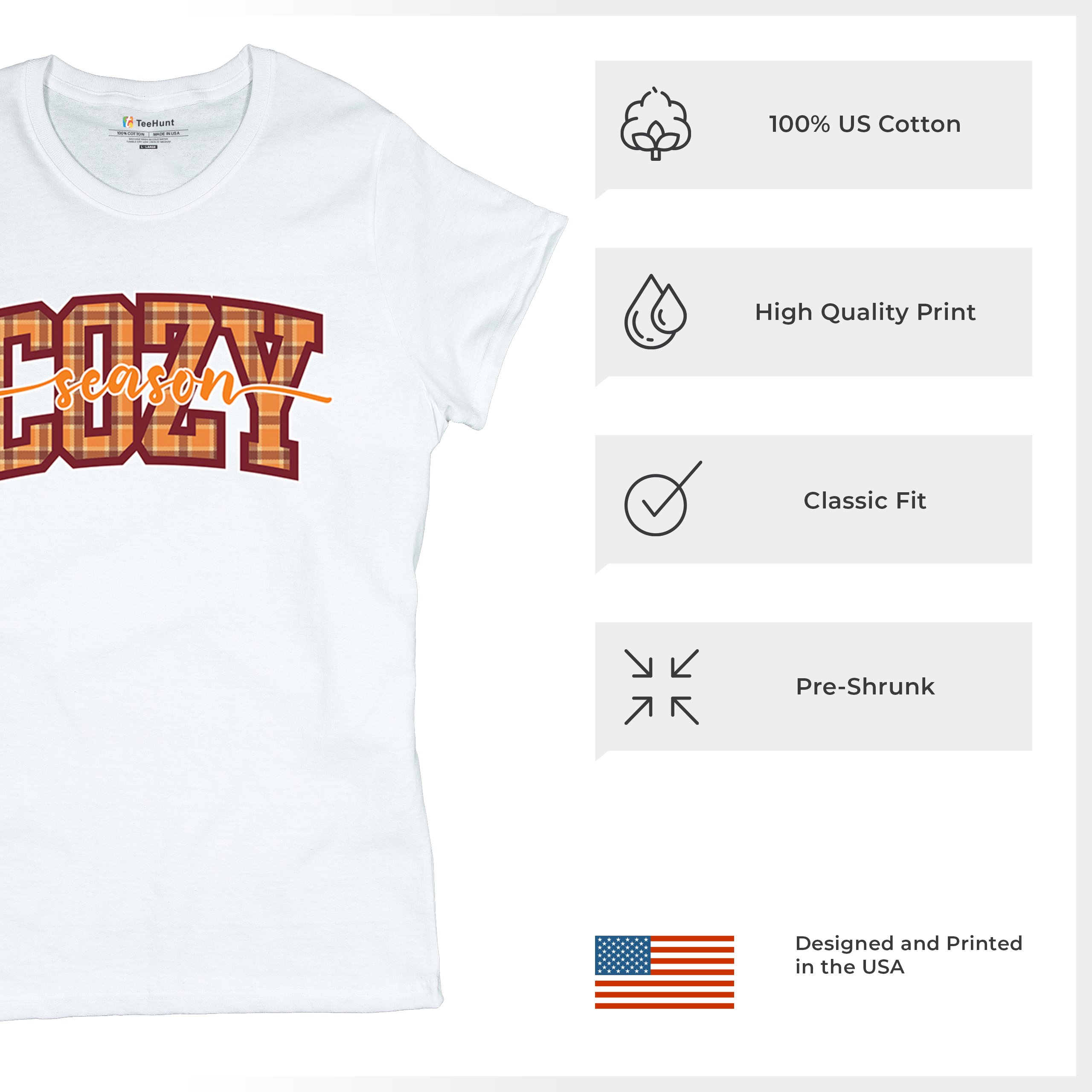 Cozy Season T-Shirt Fall Pumpkin Spice Cute Thanksgiving Turkey Day Women's Tee - 第 28/50 張圖片