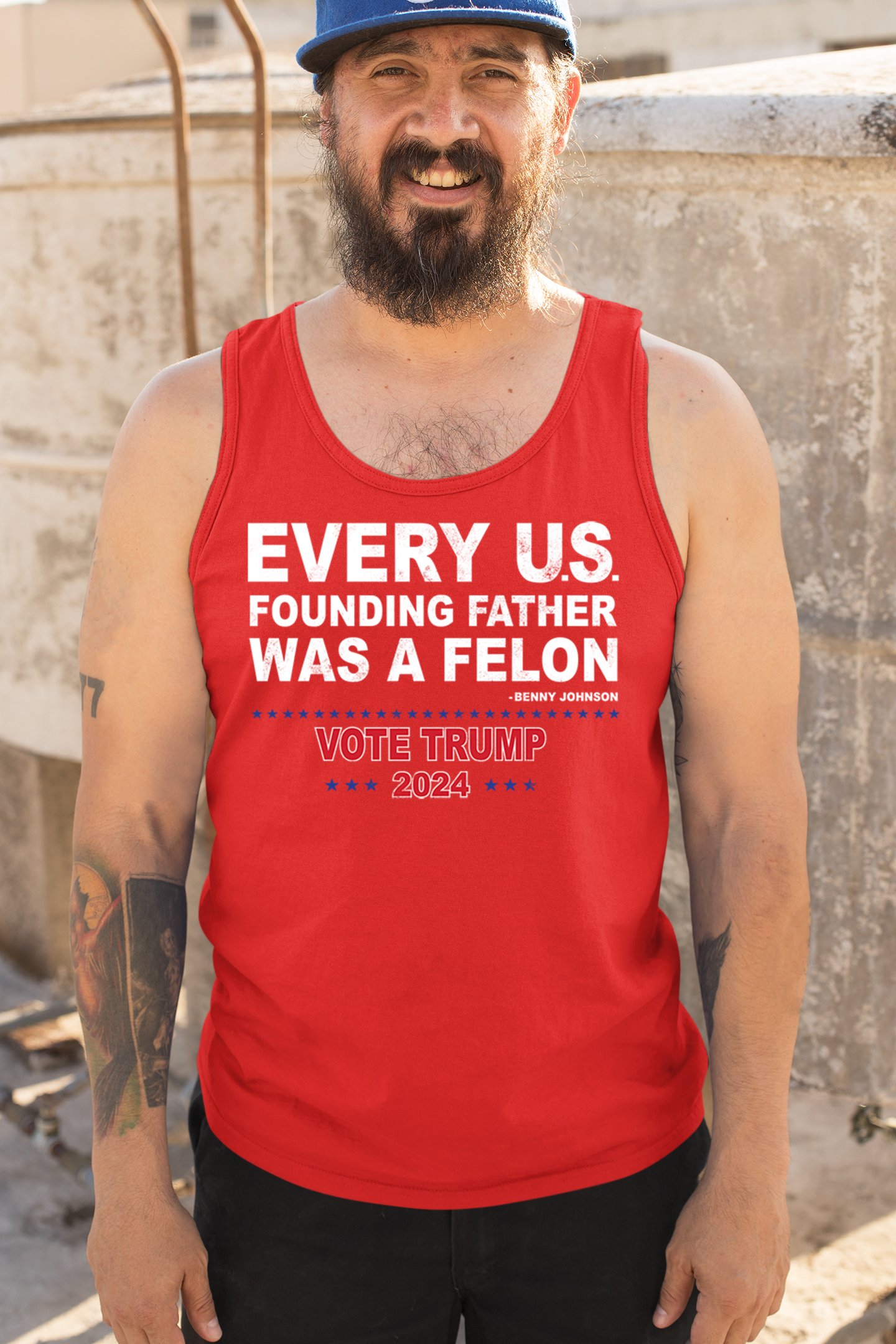 Vote Trump 2024 Tank Top Every US Founding Father Was a Felon MAGA Men's Top - Picture 12 of 29