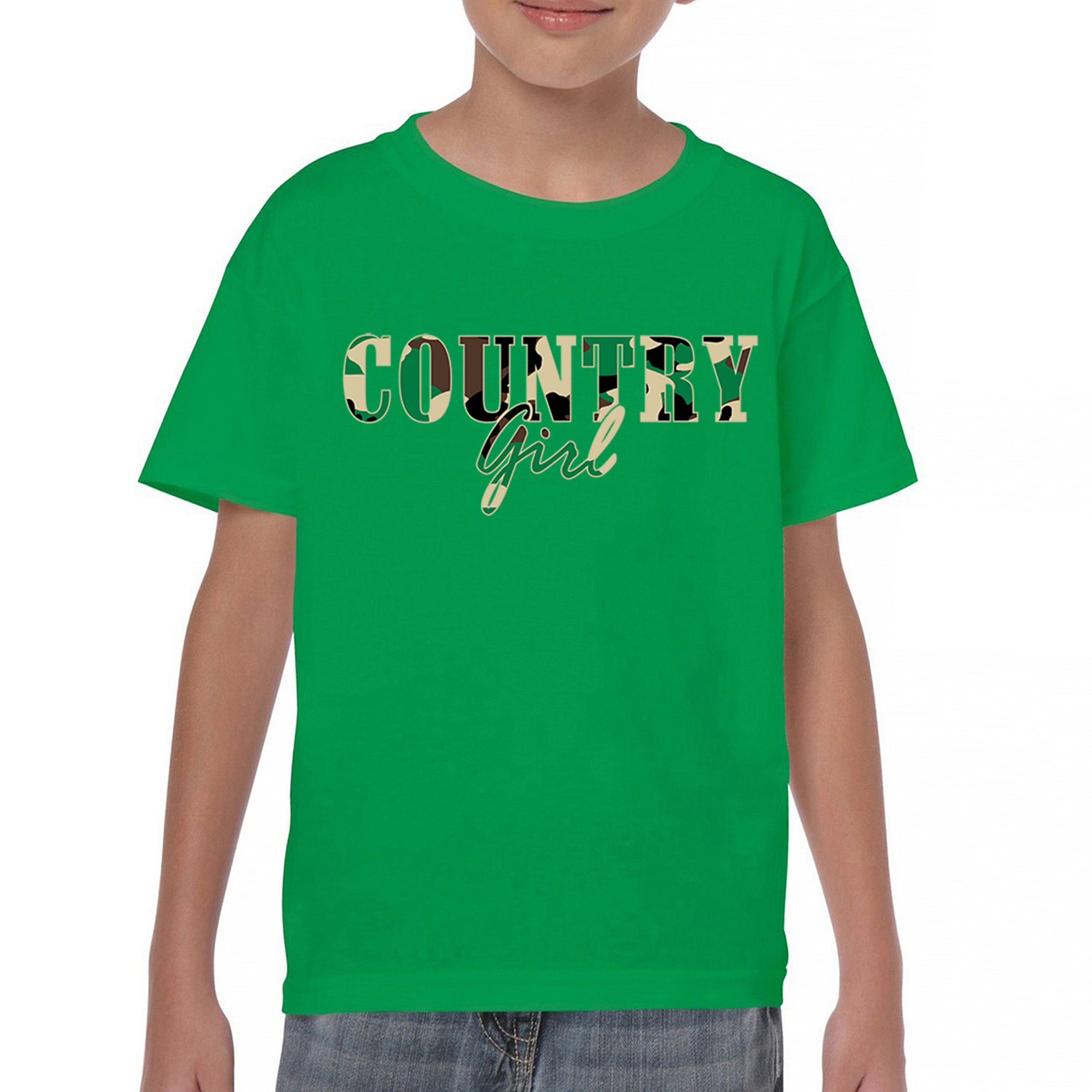 Country Girl Camo Youth T-shirt Small Town Cowgirl Farm Life Military Kids - Picture 30 of 50