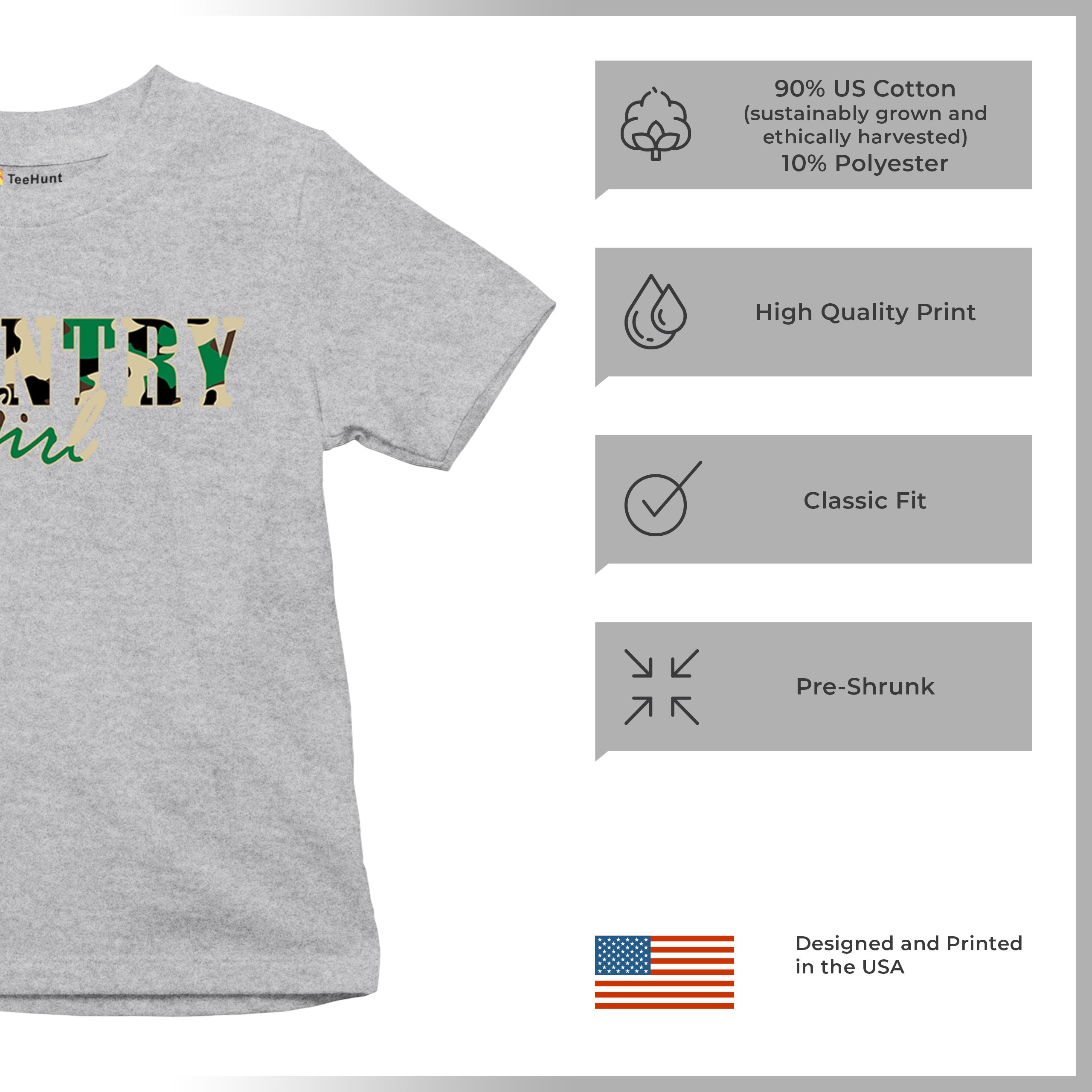 Country Girl Camo Youth T-shirt Small Town Cowgirl Farm Life Military Kids - Picture 14 of 50