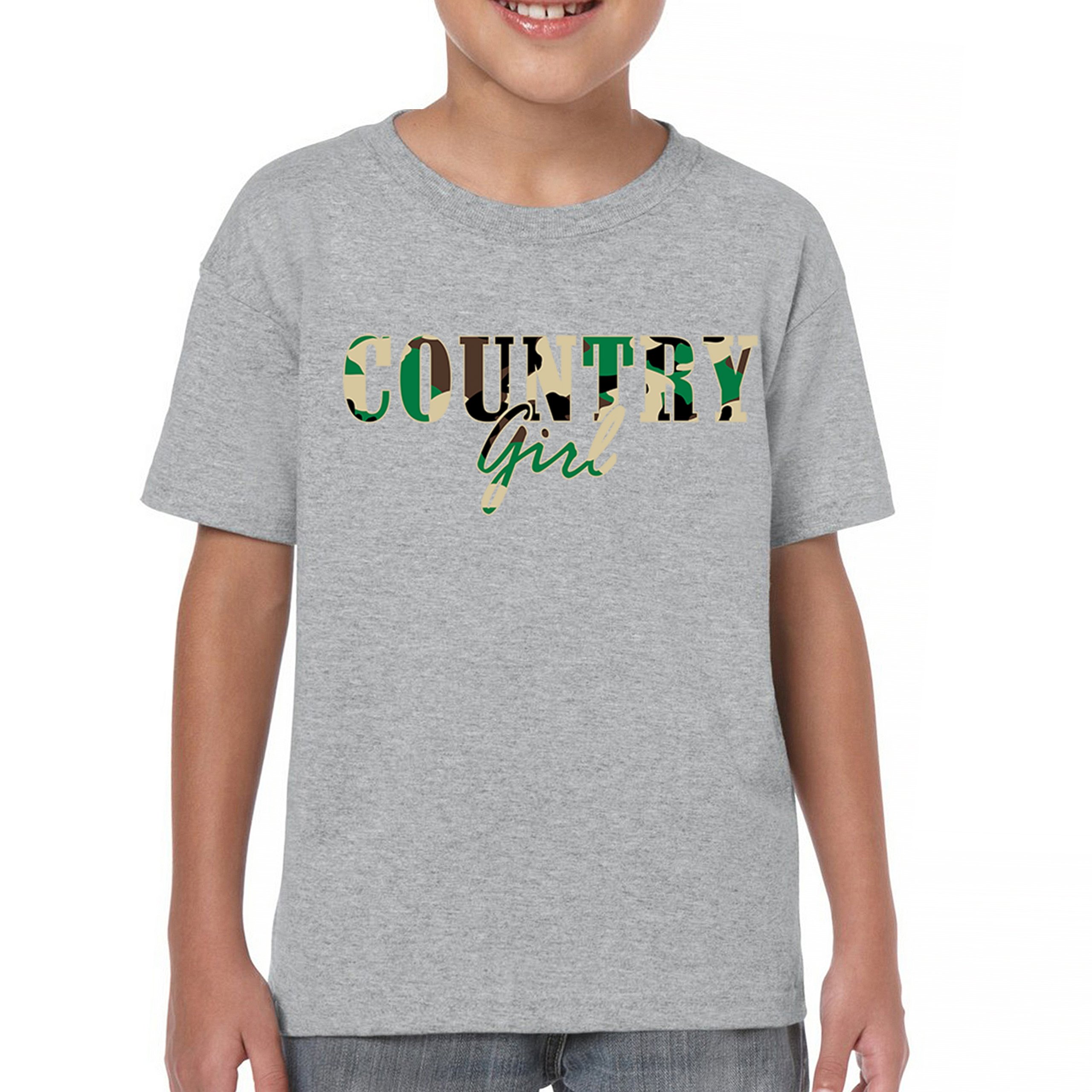 Country Girl Camo Youth T-shirt Small Town Cowgirl Farm Life Military Kids - Picture 9 of 50