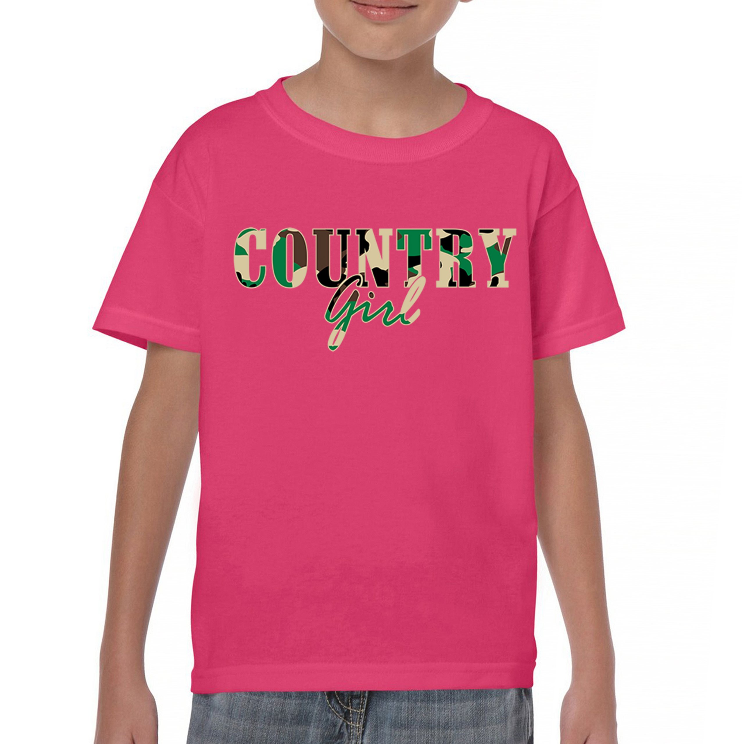 Country Girl Camo Youth T-shirt Small Town Cowgirl Farm Life Military Kids - Picture 44 of 50