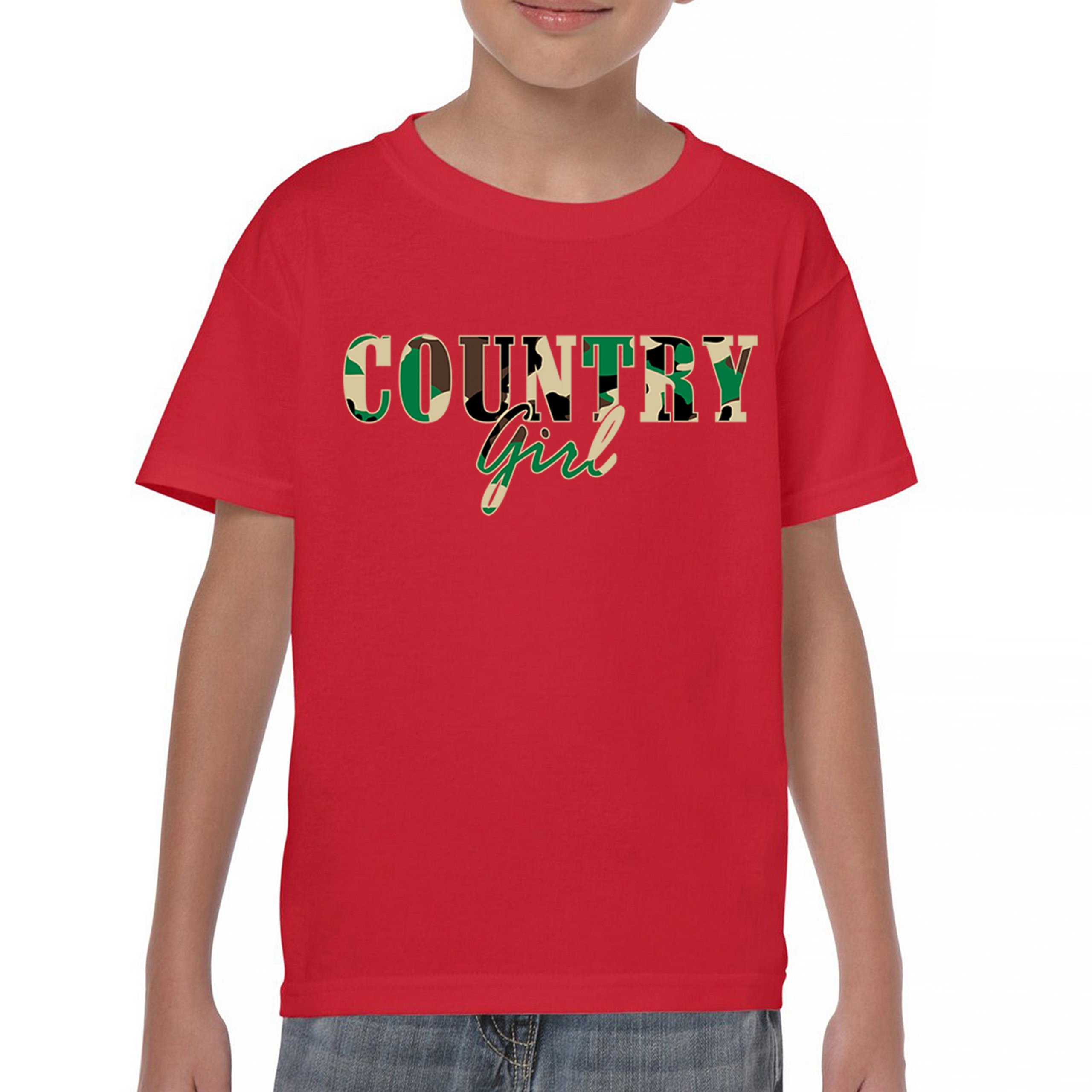 Country Girl Camo Youth T-shirt Small Town Cowgirl Farm Life Military Kids - Picture 16 of 50
