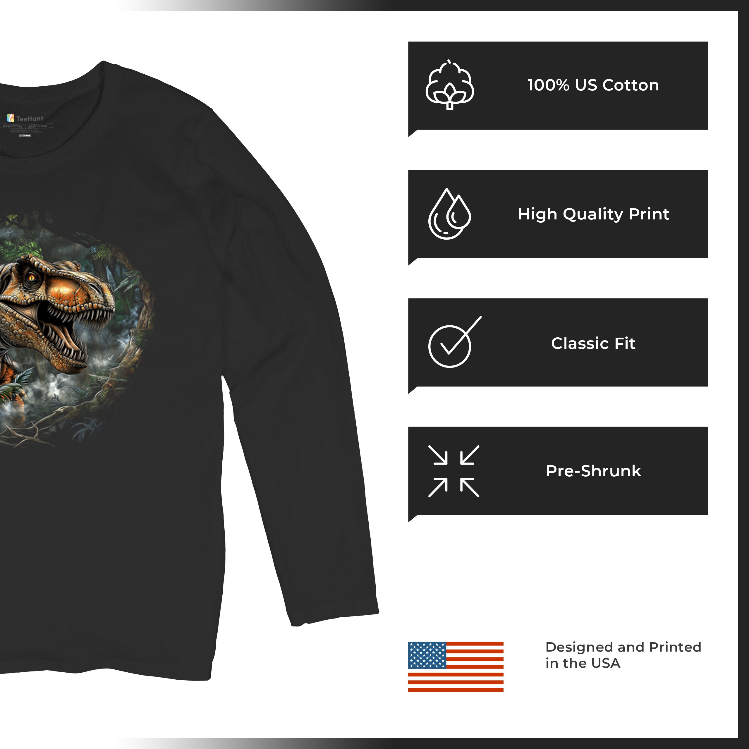 T-Rex Jungle Women's Long Sleeve T-shirt Roaring Dinosaur Predator Jurassic Era - Picture 7 of 15
