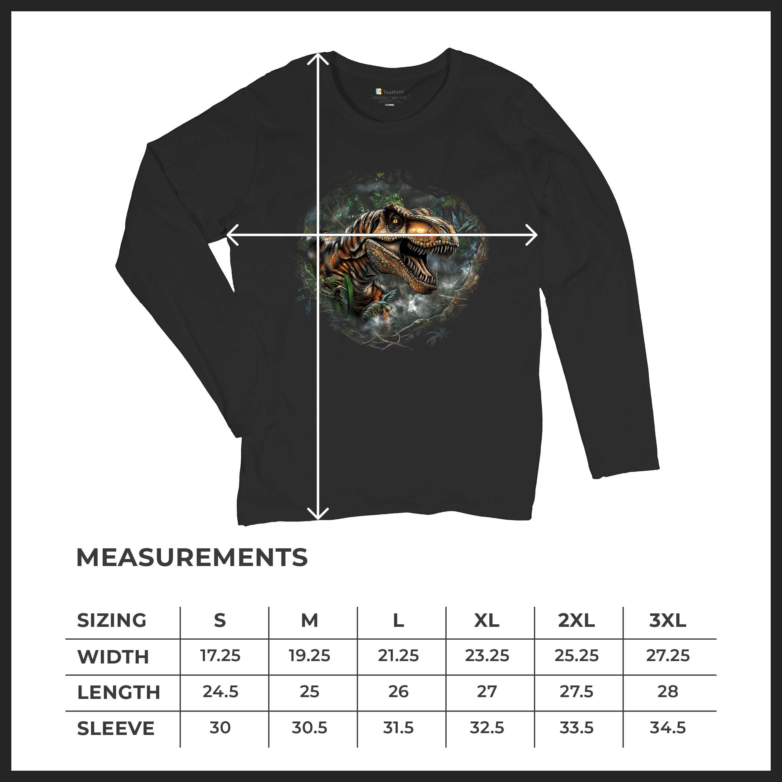 T-Rex Jungle Women's Long Sleeve T-shirt Roaring Dinosaur Predator Jurassic Era - Picture 8 of 15