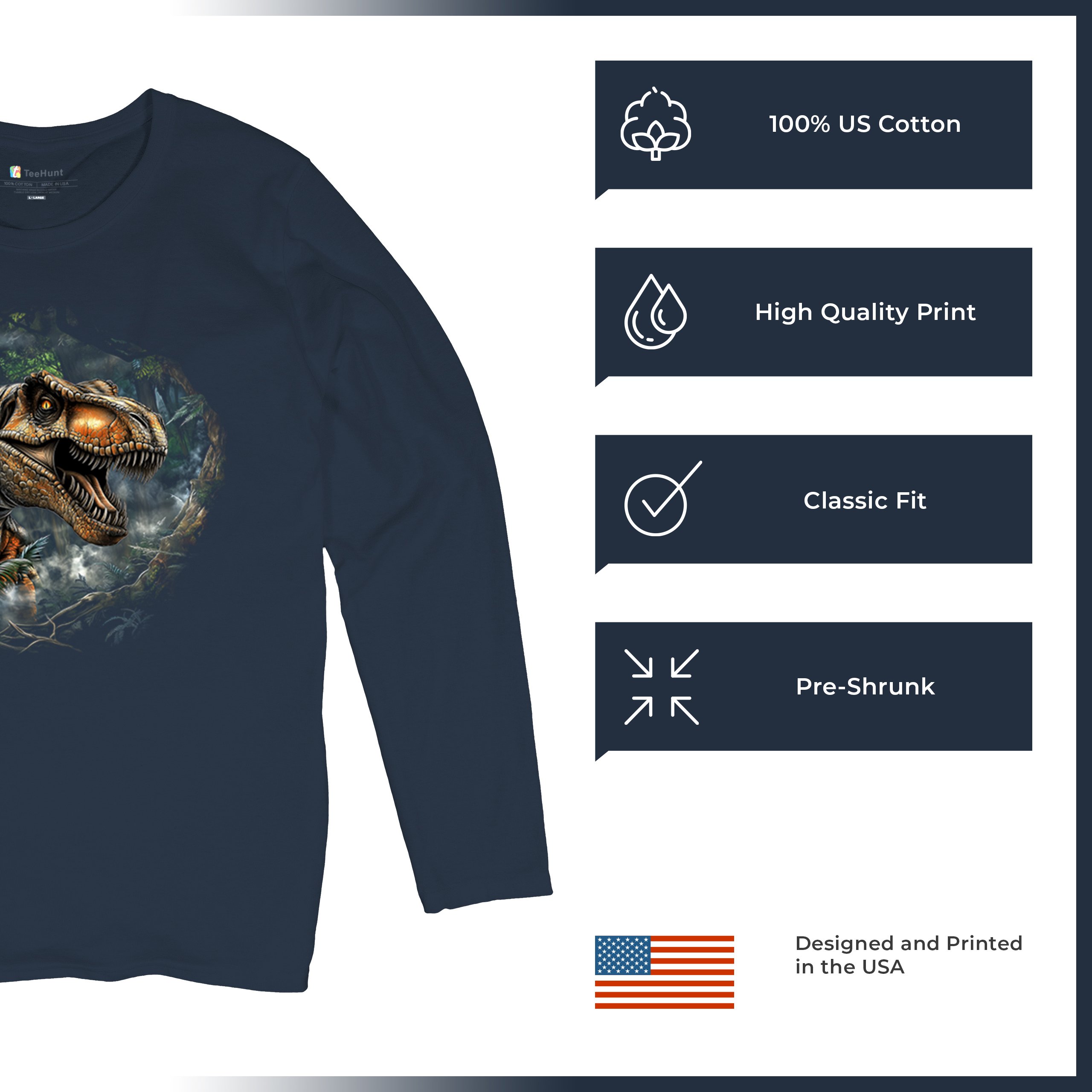 T-Rex Jungle Women's Long Sleeve T-shirt Roaring Dinosaur Predator Jurassic Era - Picture 14 of 15
