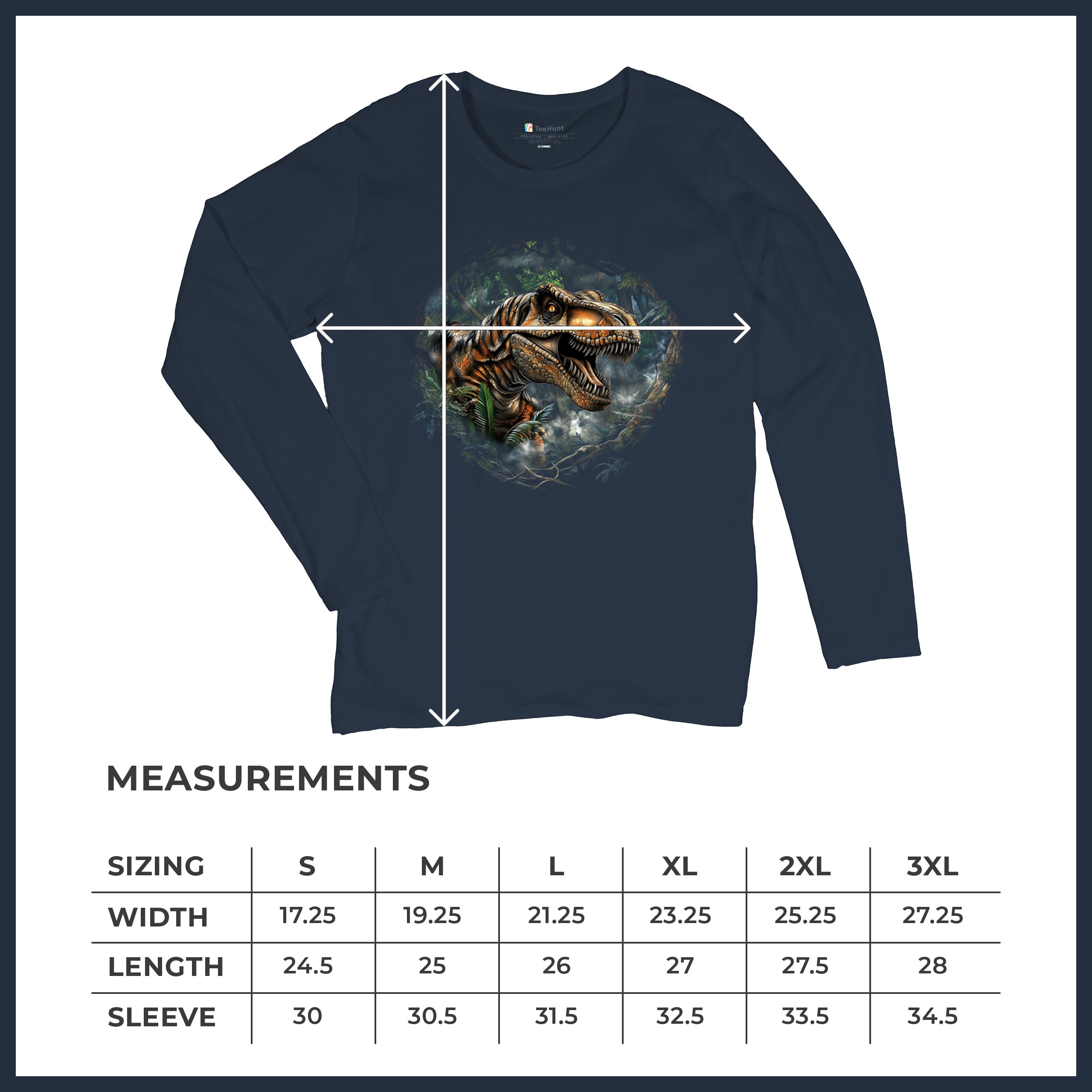 T-Rex Jungle Women's Long Sleeve T-shirt Roaring Dinosaur Predator Jurassic Era - Picture 15 of 15