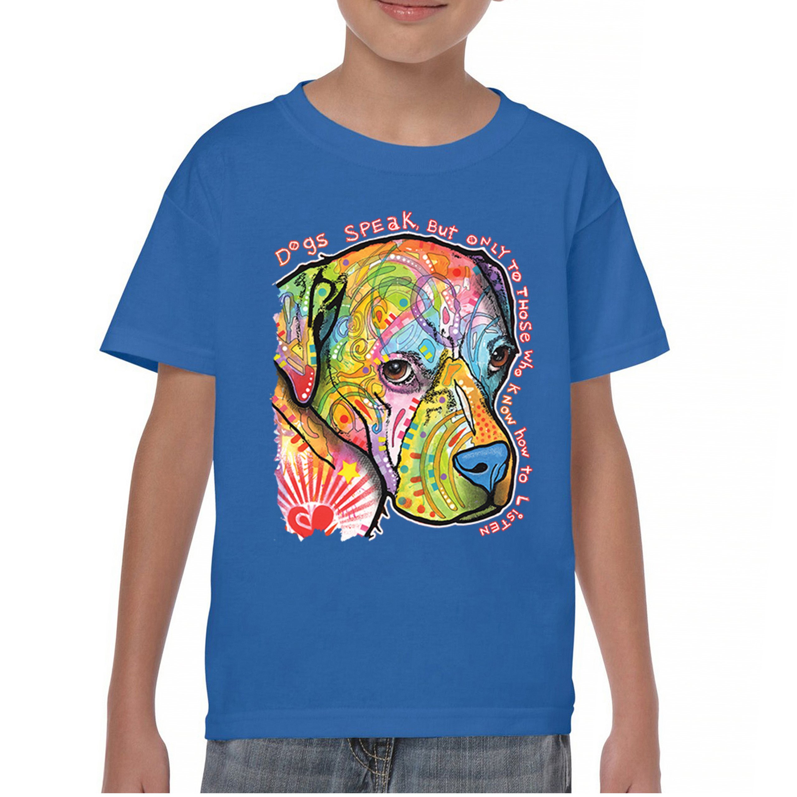 Dogs Speak To Those Who Listen Youth T-shirt Dean Russo Neon Pet Puppy Kids - Picture 37 of 50