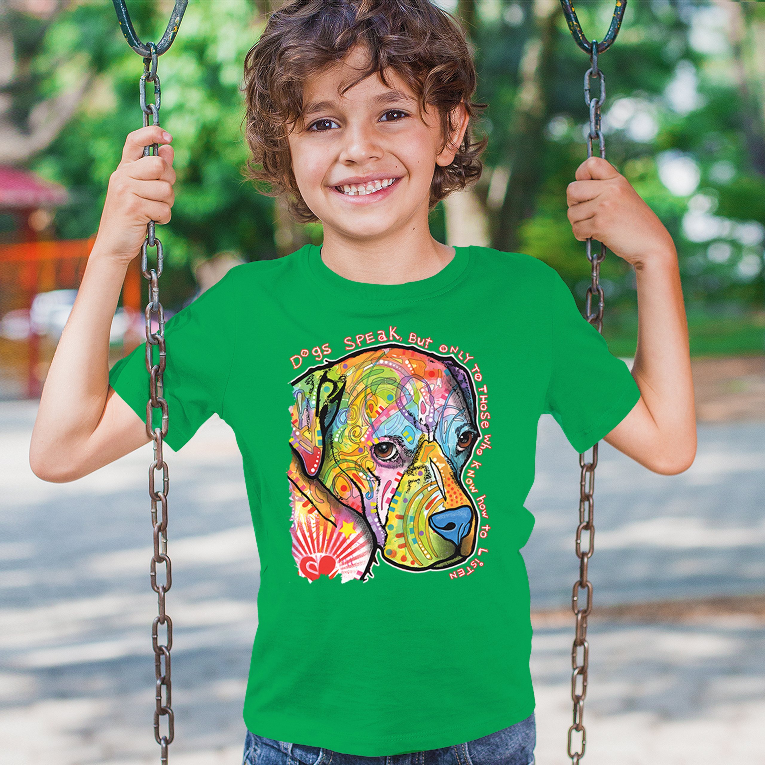 Dogs Speak To Those Who Listen Youth T-shirt Dean Russo Neon Pet Puppy Kids - Picture 33 of 50