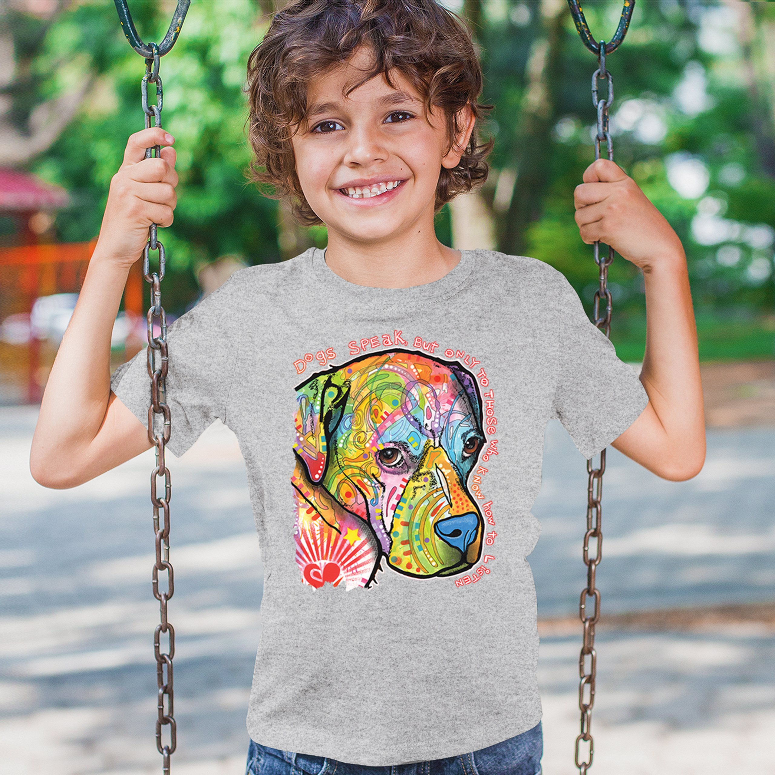 Dogs Speak To Those Who Listen Youth T-shirt Dean Russo Neon Pet Puppy Kids - Picture 12 of 50