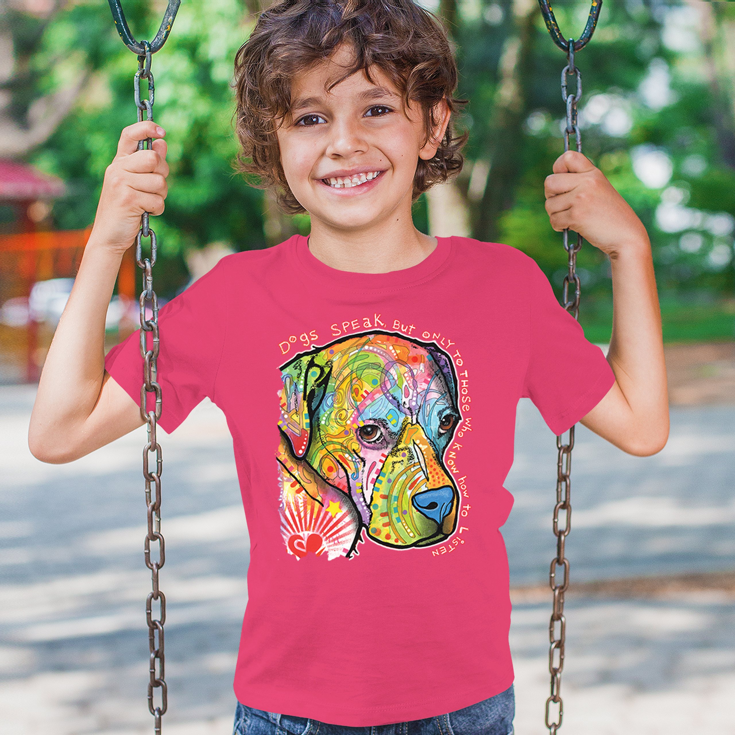 Dogs Speak To Those Who Listen Youth T-shirt Dean Russo Neon Pet Puppy Kids - Picture 47 of 50
