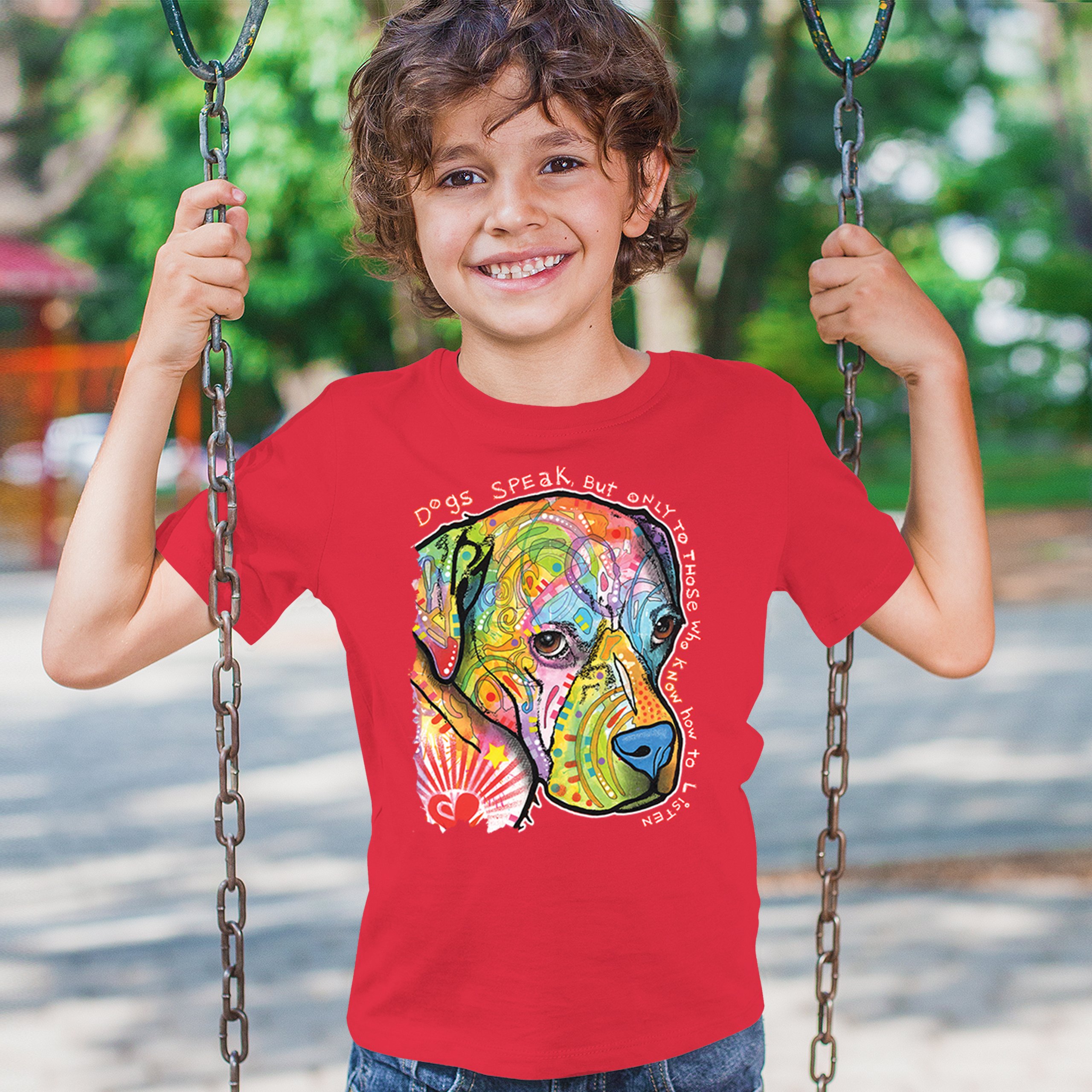 Dogs Speak To Those Who Listen Youth T-shirt Dean Russo Neon Pet Puppy Kids - Picture 19 of 50