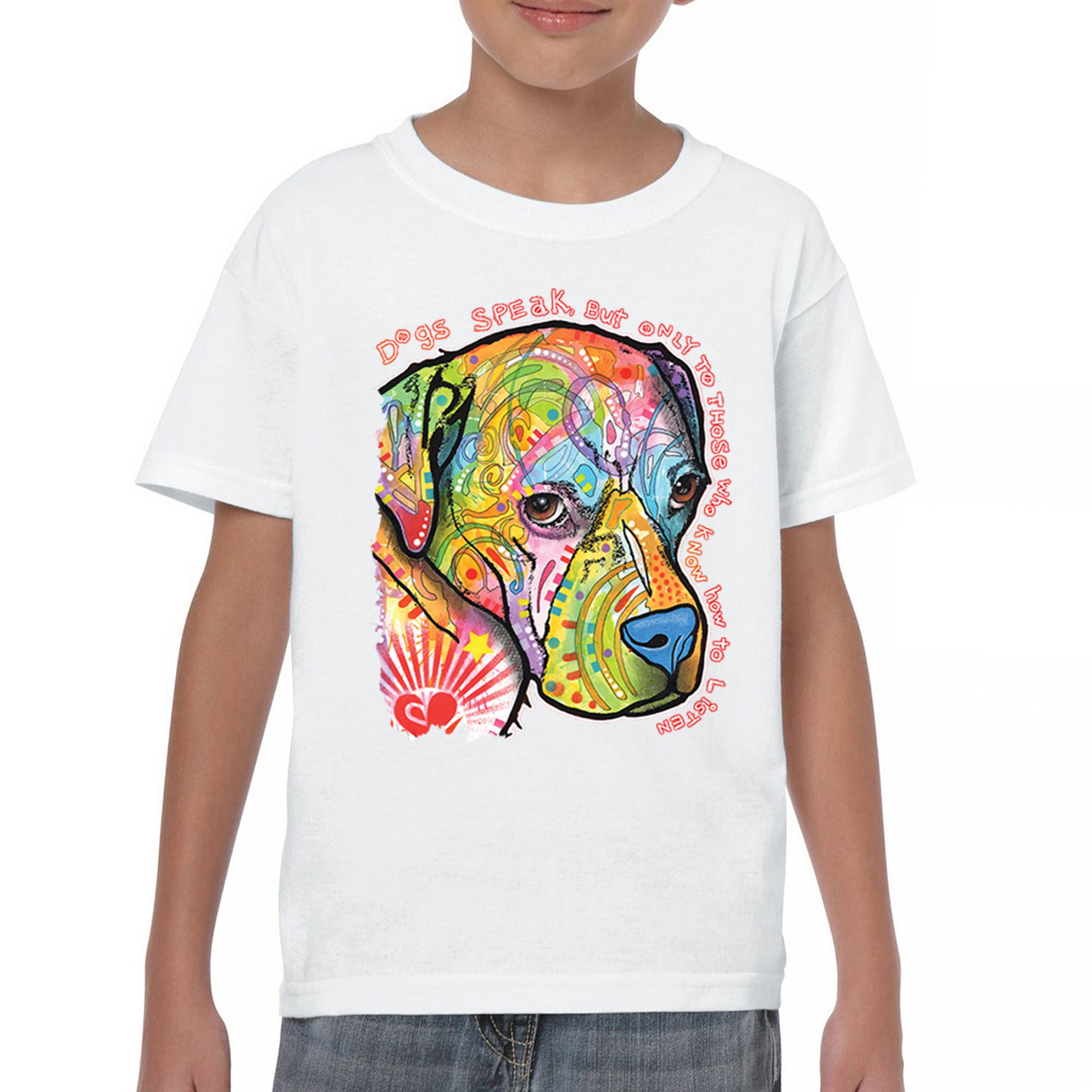 Dogs Speak To Those Who Listen Youth T-shirt Dean Russo Neon Pet Puppy Kids - Picture 23 of 50