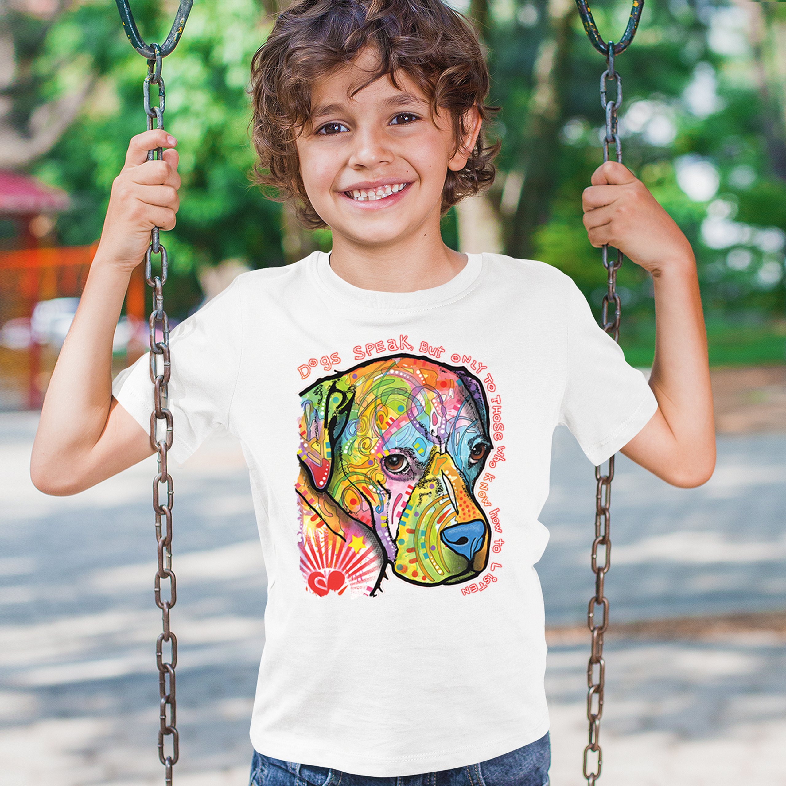 Dogs Speak To Those Who Listen Youth T-shirt Dean Russo Neon Pet Puppy Kids - Picture 26 of 50