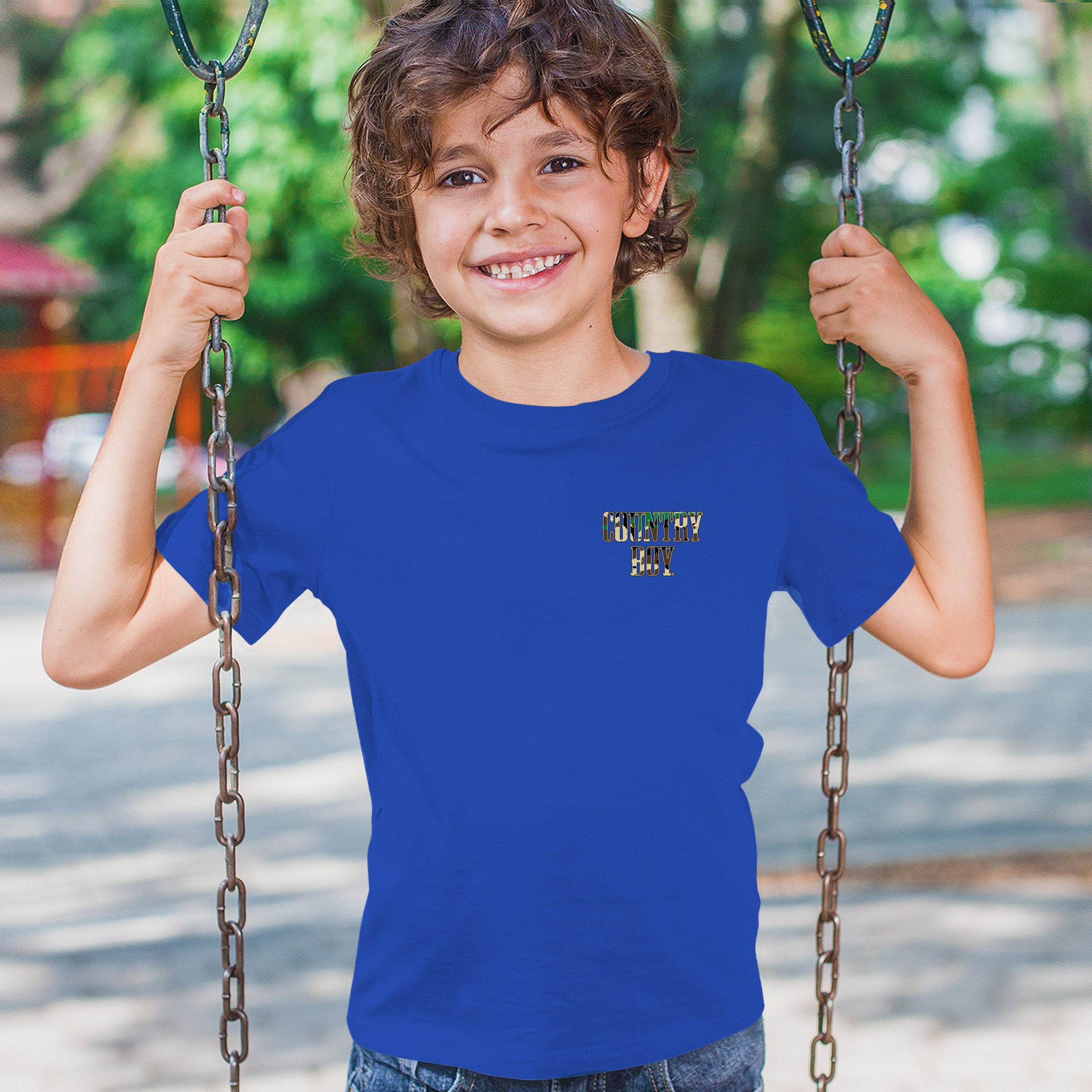 Country Boy Camo Crest Youth T-shirt Small Town Rodeo Cowboy Military Kids - Picture 40 of 50