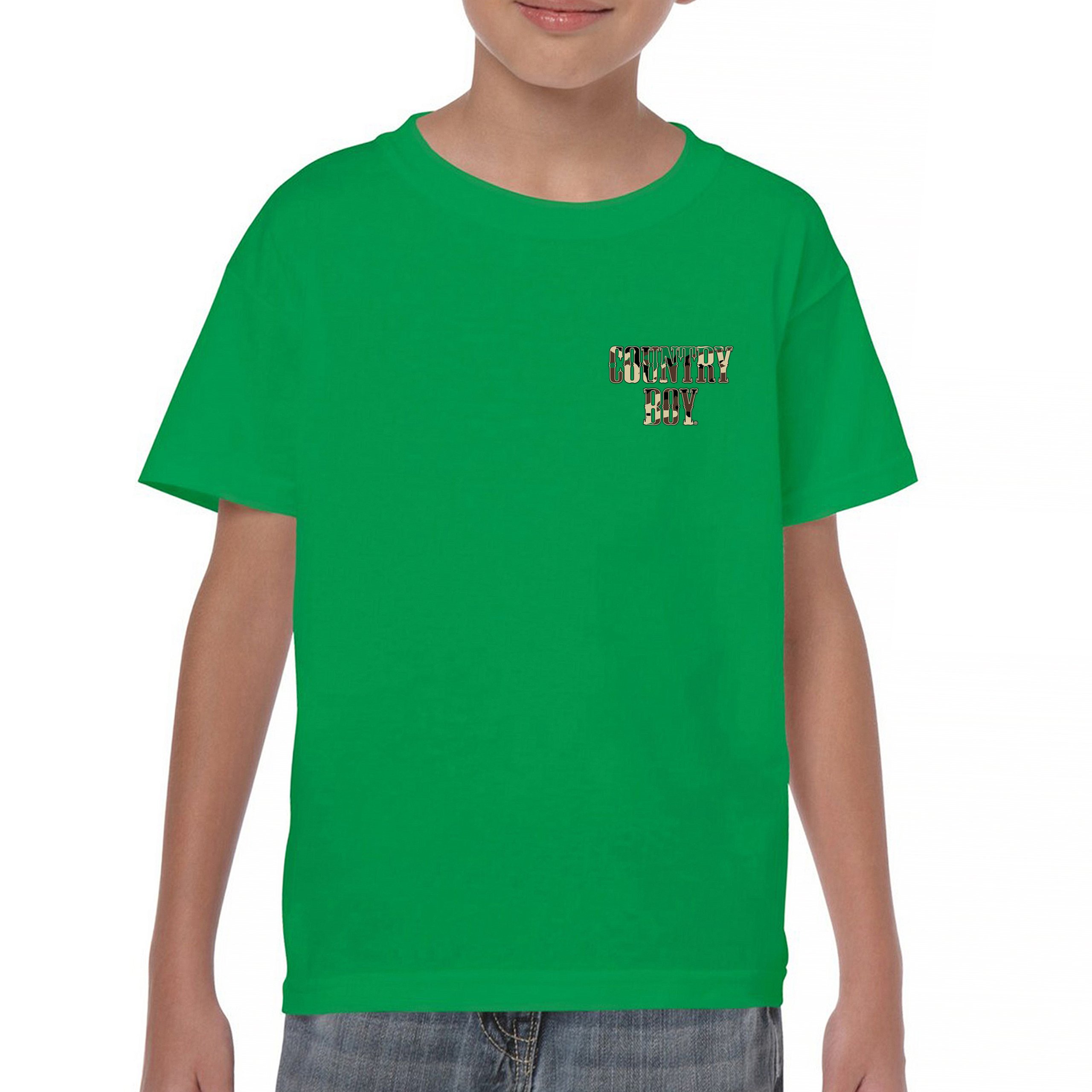Country Boy Camo Crest Youth T-shirt Small Town Rodeo Cowboy Military Kids - Picture 30 of 50