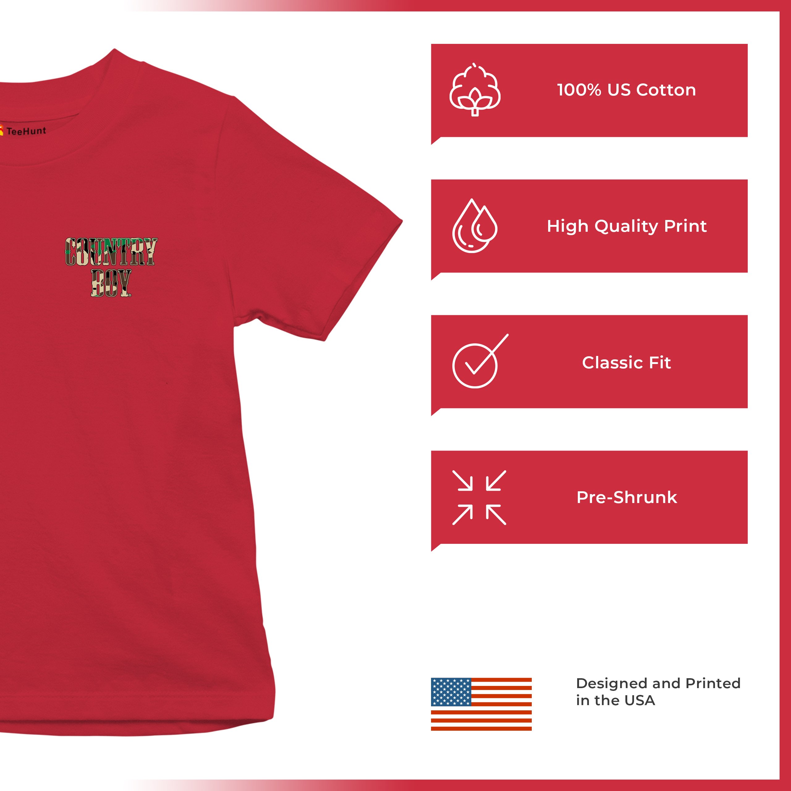 Country Boy Camo Crest Youth T-shirt Small Town Rodeo Cowboy Military Kids - Picture 21 of 50