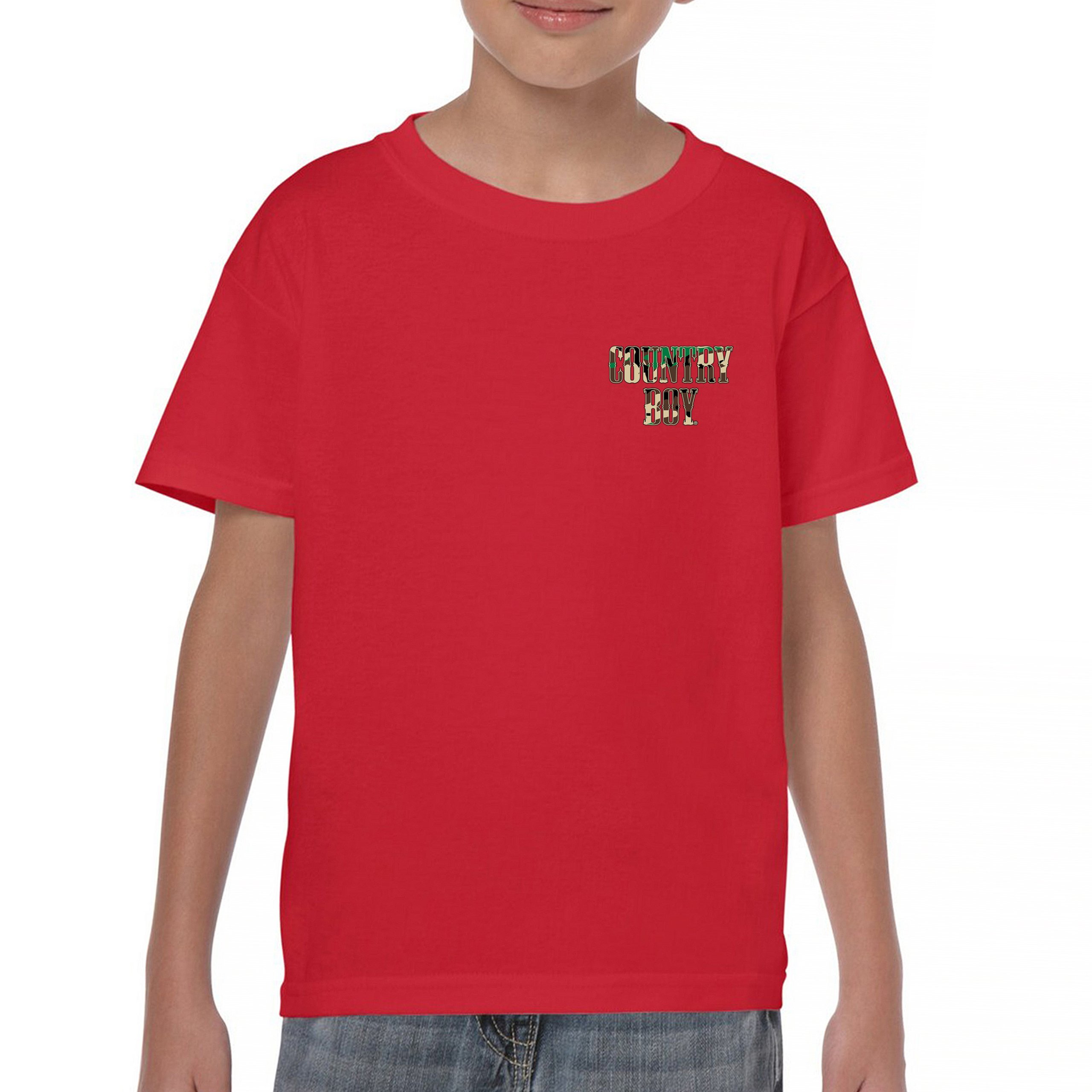 Country Boy Camo Crest Youth T-shirt Small Town Rodeo Cowboy Military Kids - Picture 16 of 50