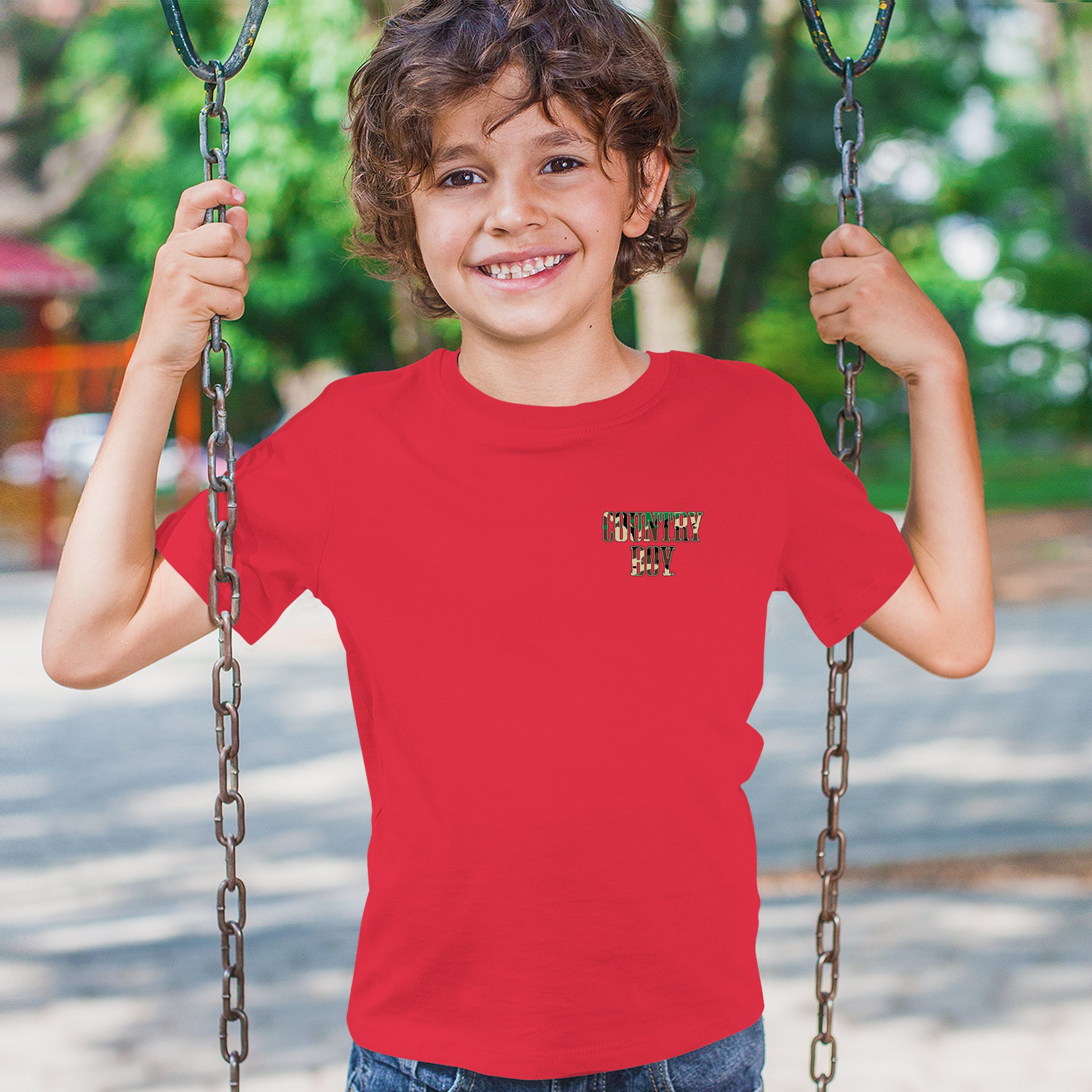 Country Boy Camo Crest Youth T-shirt Small Town Rodeo Cowboy Military Kids - Picture 19 of 50