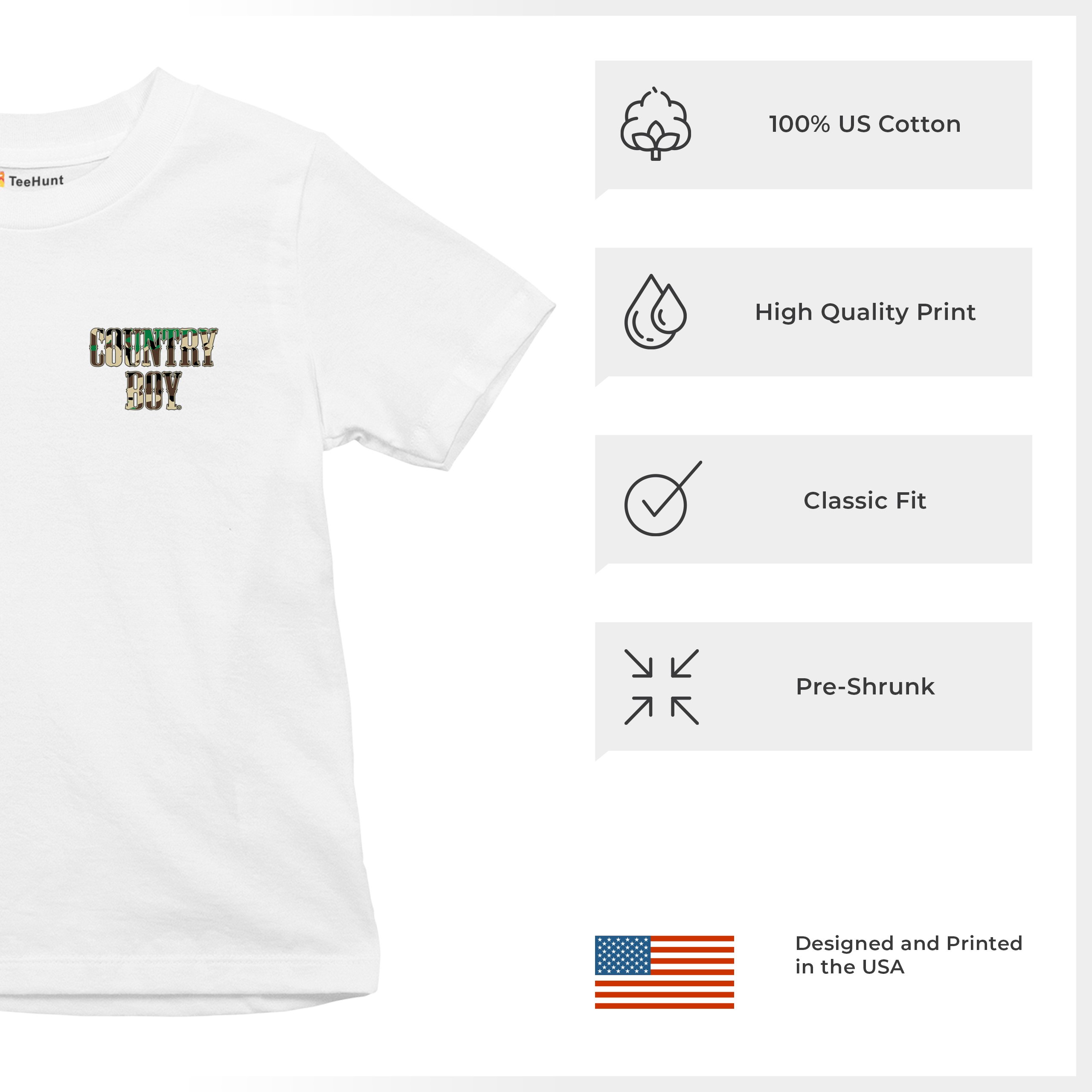 Country Boy Camo Crest Youth T-shirt Small Town Rodeo Cowboy Military Kids - Picture 28 of 50