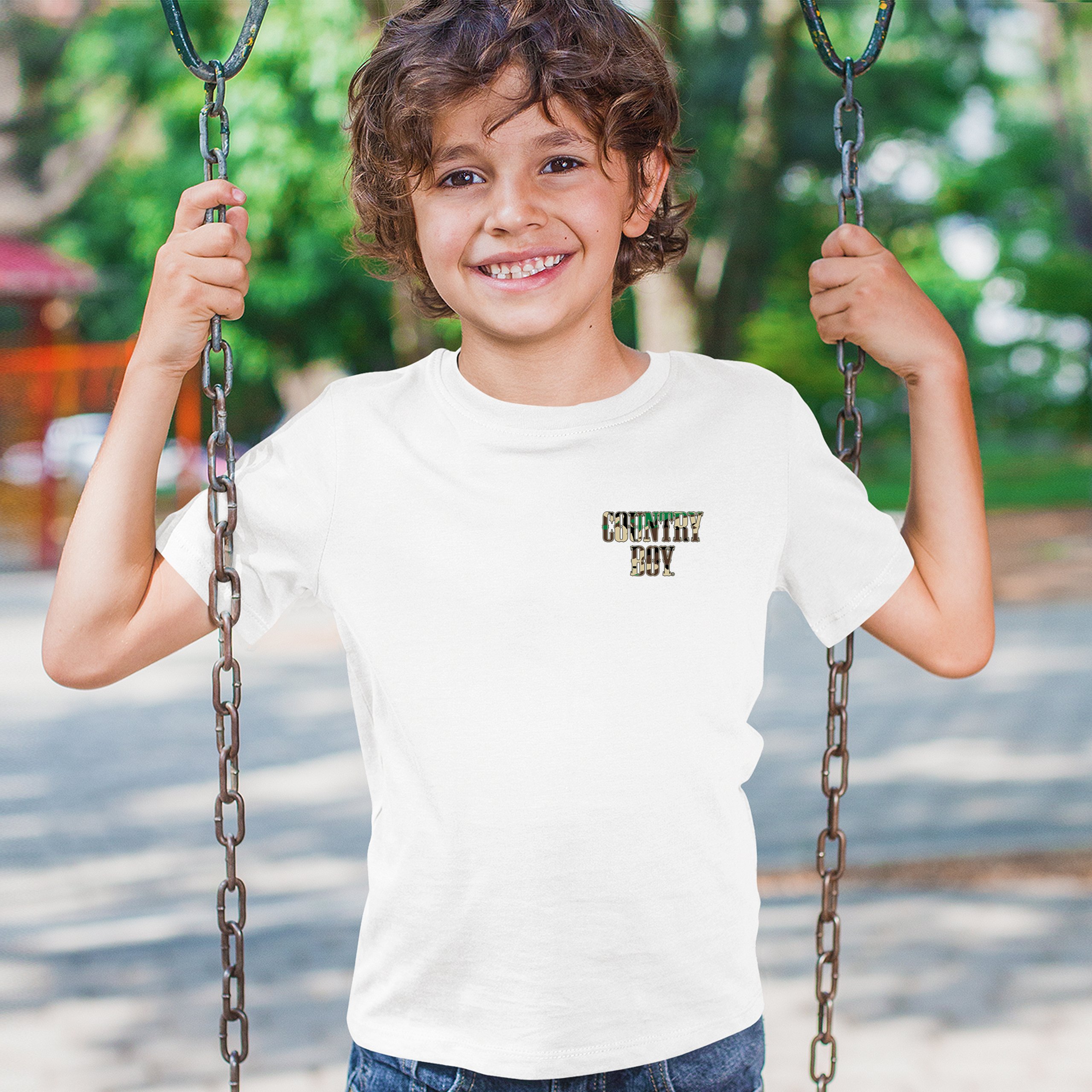 Country Boy Camo Crest Youth T-shirt Small Town Rodeo Cowboy Military Kids - Picture 26 of 50