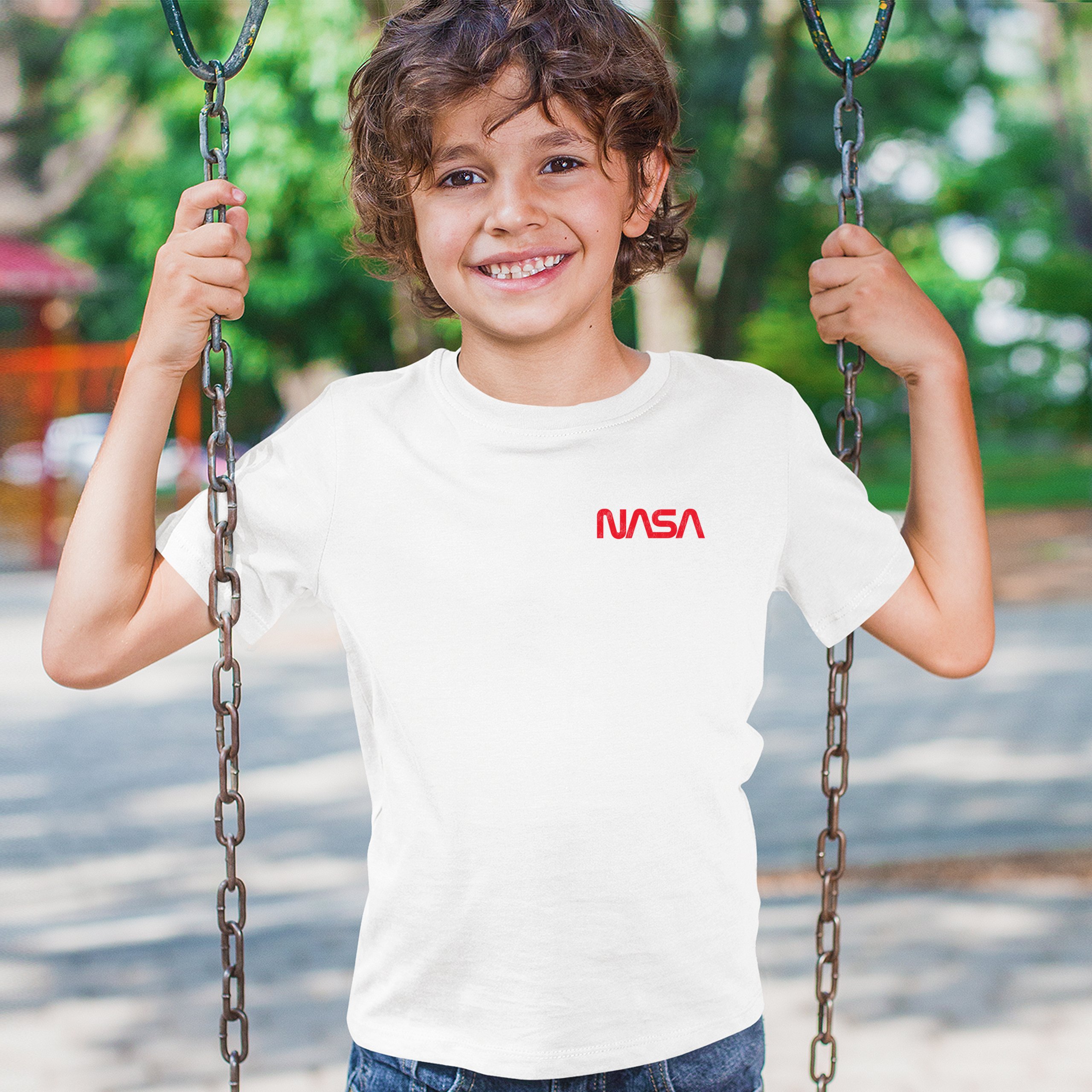 Vintage NASA Logo Crest Youth T-shirt Space Astronaut Souvenir Emblem Kids - Picture 26 of 43