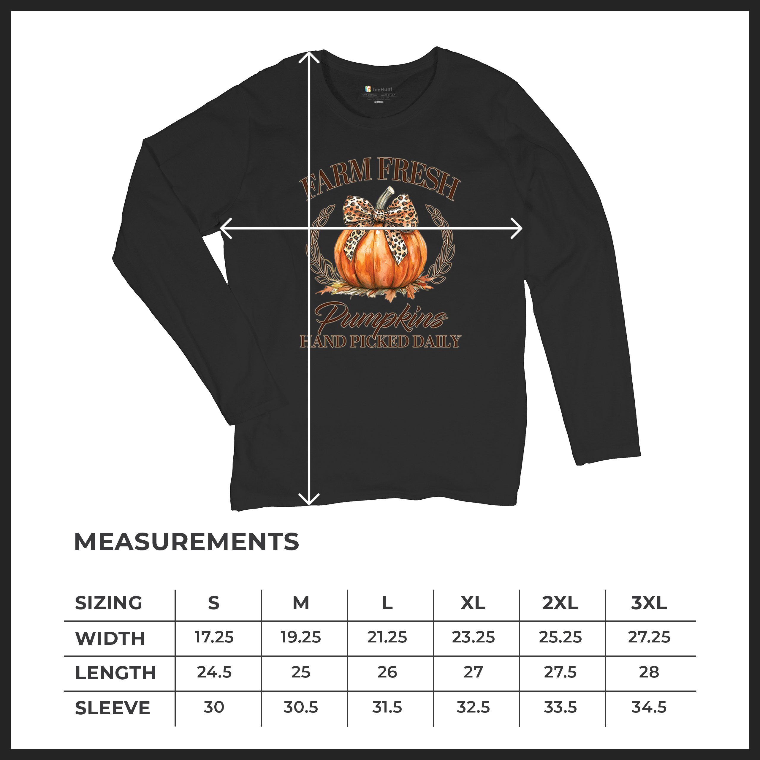 Farm Fresh Pumpkins Women's Long Sleeve T-shirt Fall Cozy Thanksgiving Cute - Picture 15 of 50
