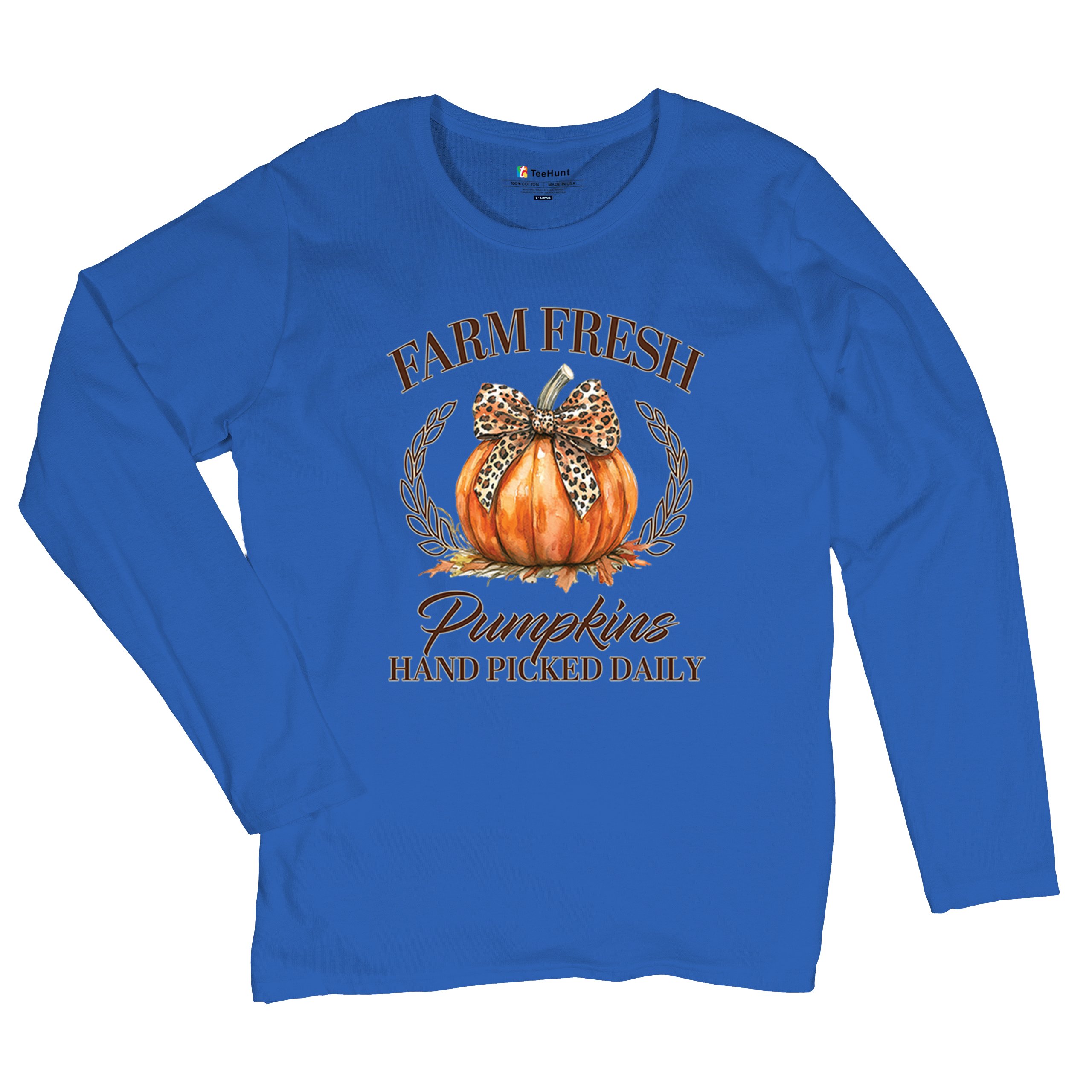 Farm Fresh Pumpkins Women's Long Sleeve T-shirt Fall Cozy Thanksgiving Cute - Picture 41 of 50