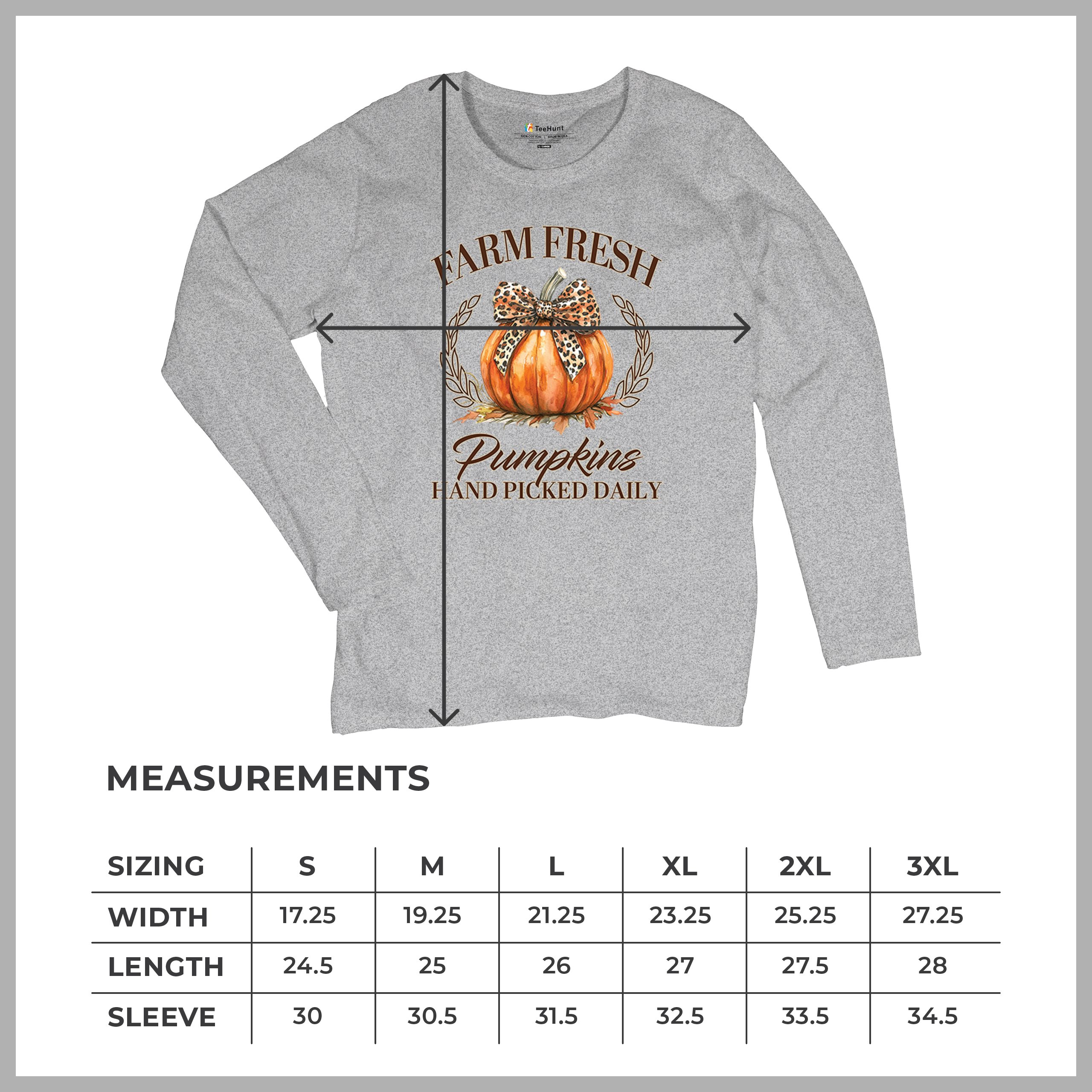 Farm Fresh Pumpkins Women's Long Sleeve T-shirt Fall Cozy Thanksgiving Cute - Picture 22 of 50