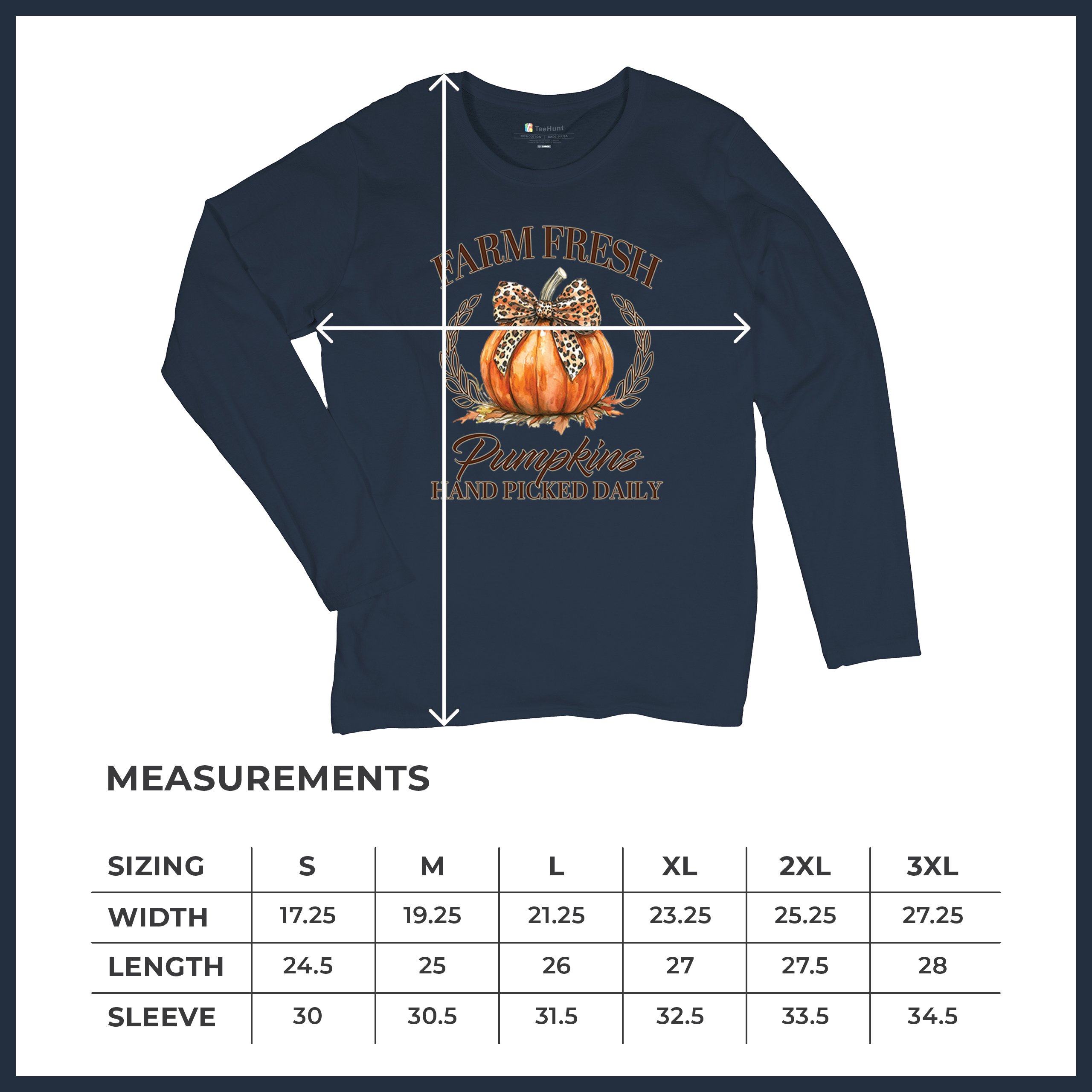 Farm Fresh Pumpkins Women's Long Sleeve T-shirt Fall Cozy Thanksgiving Cute - Picture 36 of 50