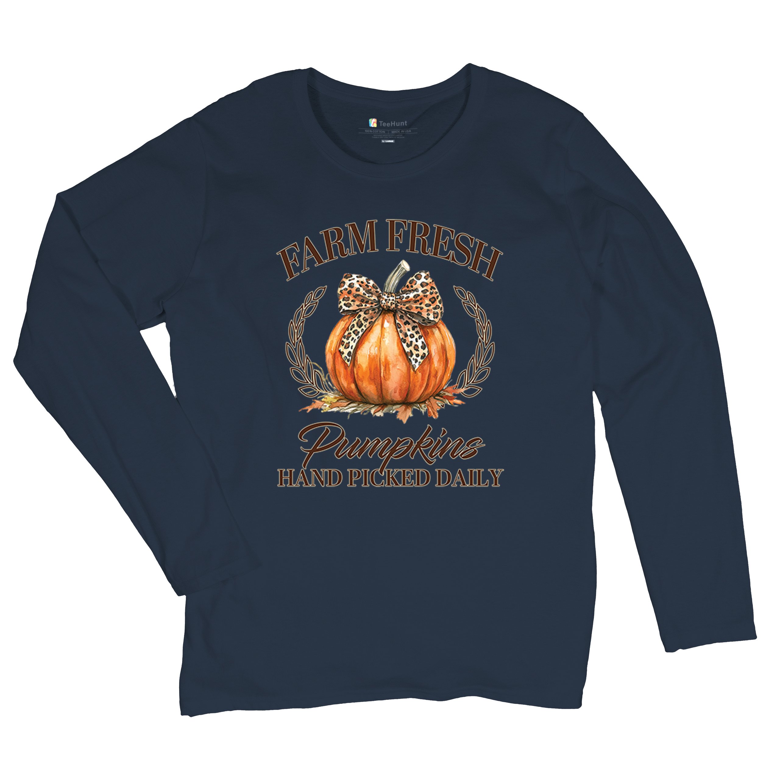 Farm Fresh Pumpkins Women's Long Sleeve T-shirt Fall Cozy Thanksgiving Cute - Picture 34 of 50