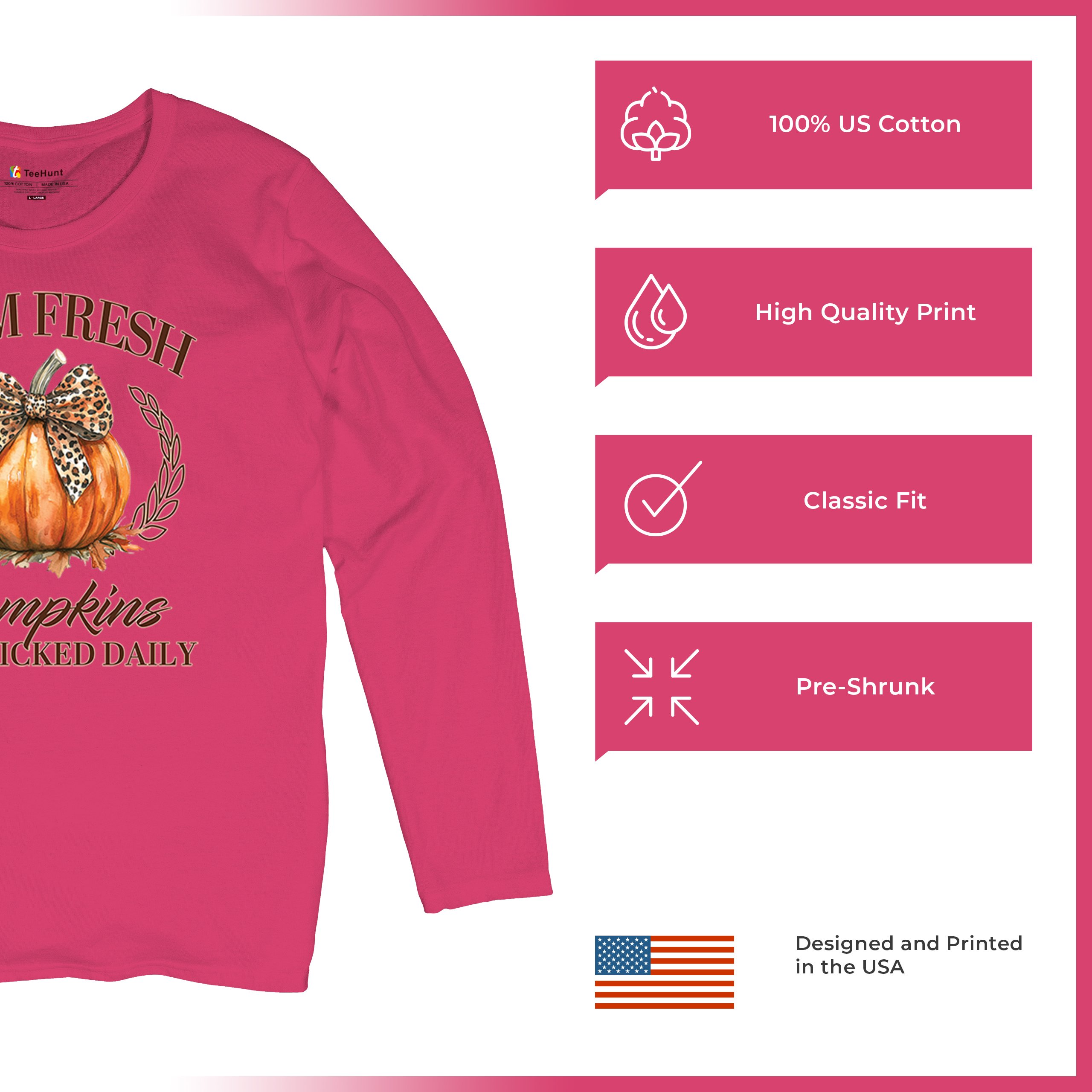 Farm Fresh Pumpkins Women's Long Sleeve T-shirt Fall Cozy Thanksgiving Cute - Picture 49 of 50