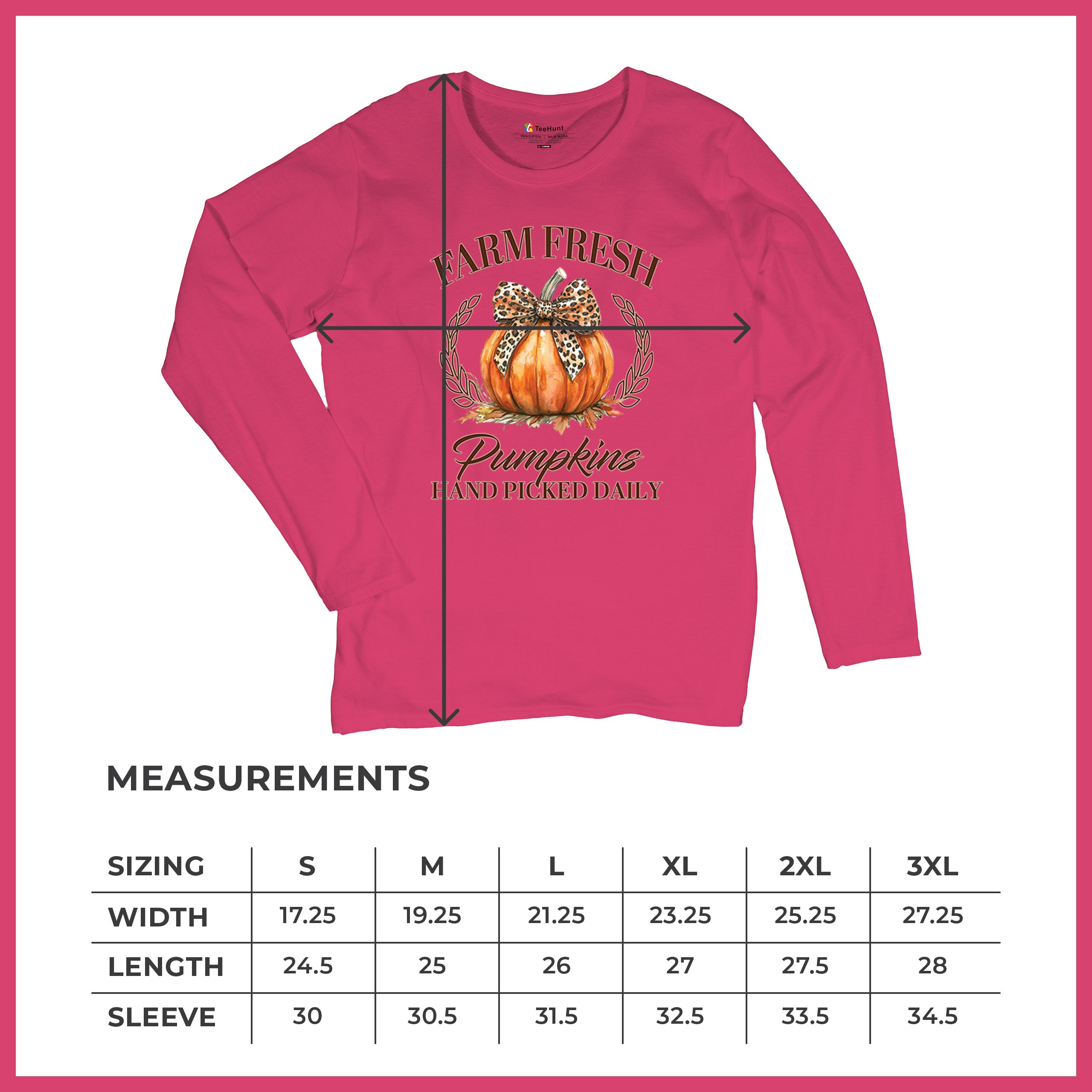 Farm Fresh Pumpkins Women's Long Sleeve T-shirt Fall Cozy Thanksgiving Cute - Picture 50 of 50