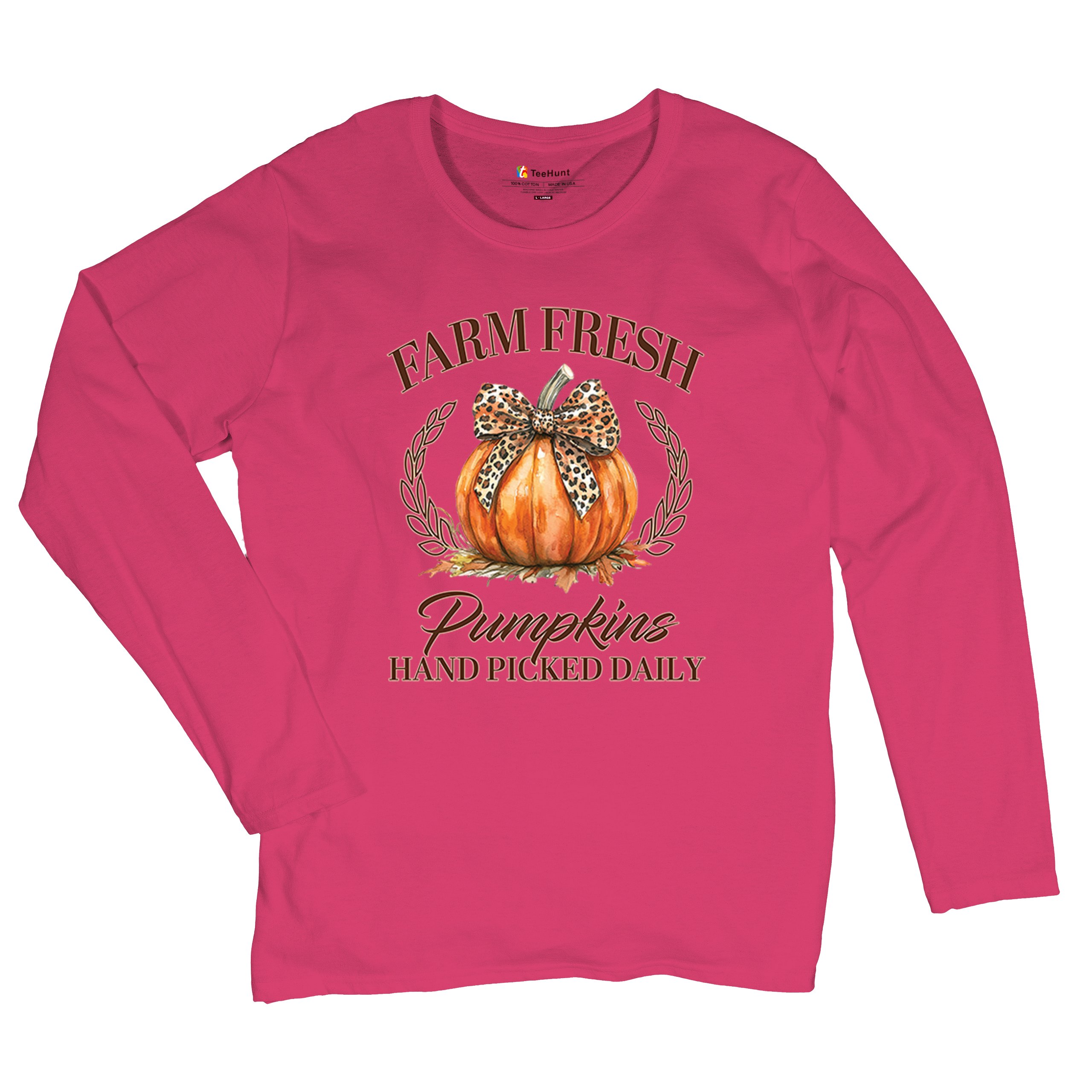 Farm Fresh Pumpkins Women's Long Sleeve T-shirt Fall Cozy Thanksgiving Cute - Picture 48 of 50