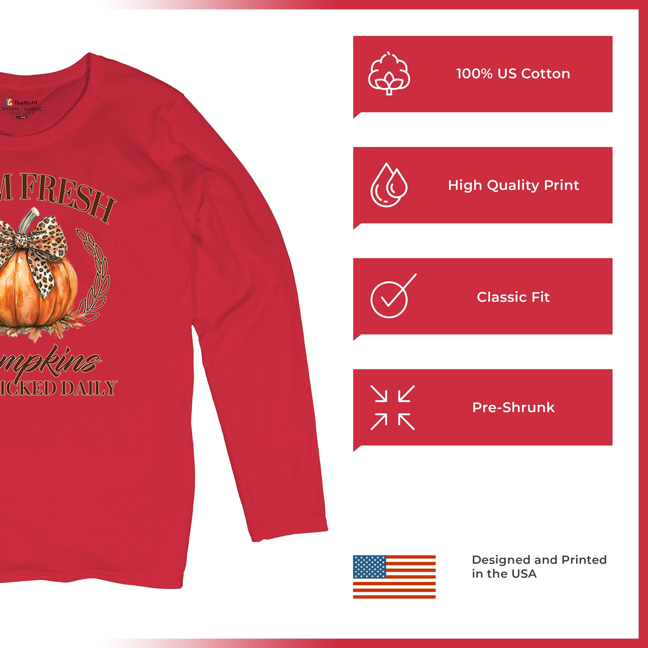 Farm Fresh Pumpkins Women's Long Sleeve T-shirt Fall Cozy Thanksgiving Cute - Picture 28 of 50
