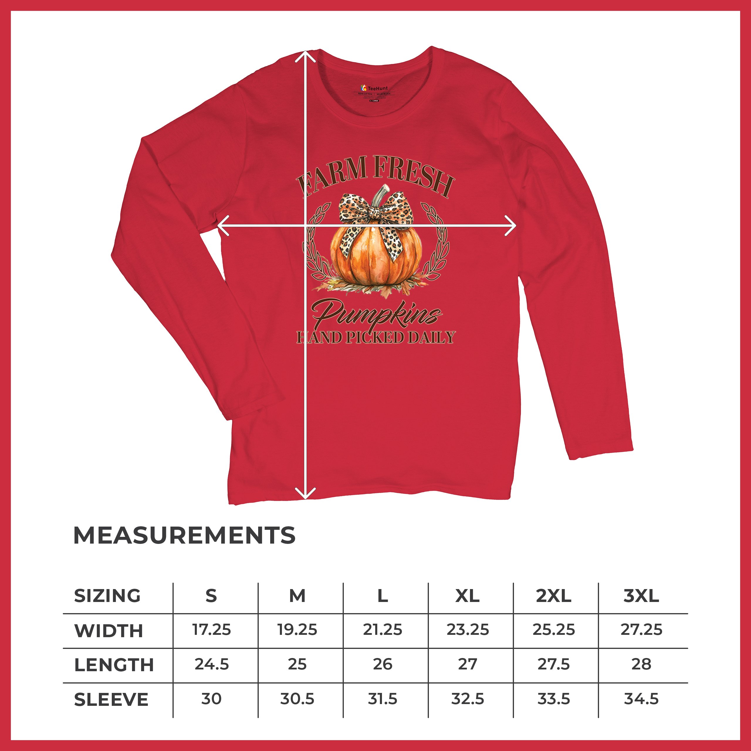 Farm Fresh Pumpkins Women's Long Sleeve T-shirt Fall Cozy Thanksgiving Cute - Picture 29 of 50