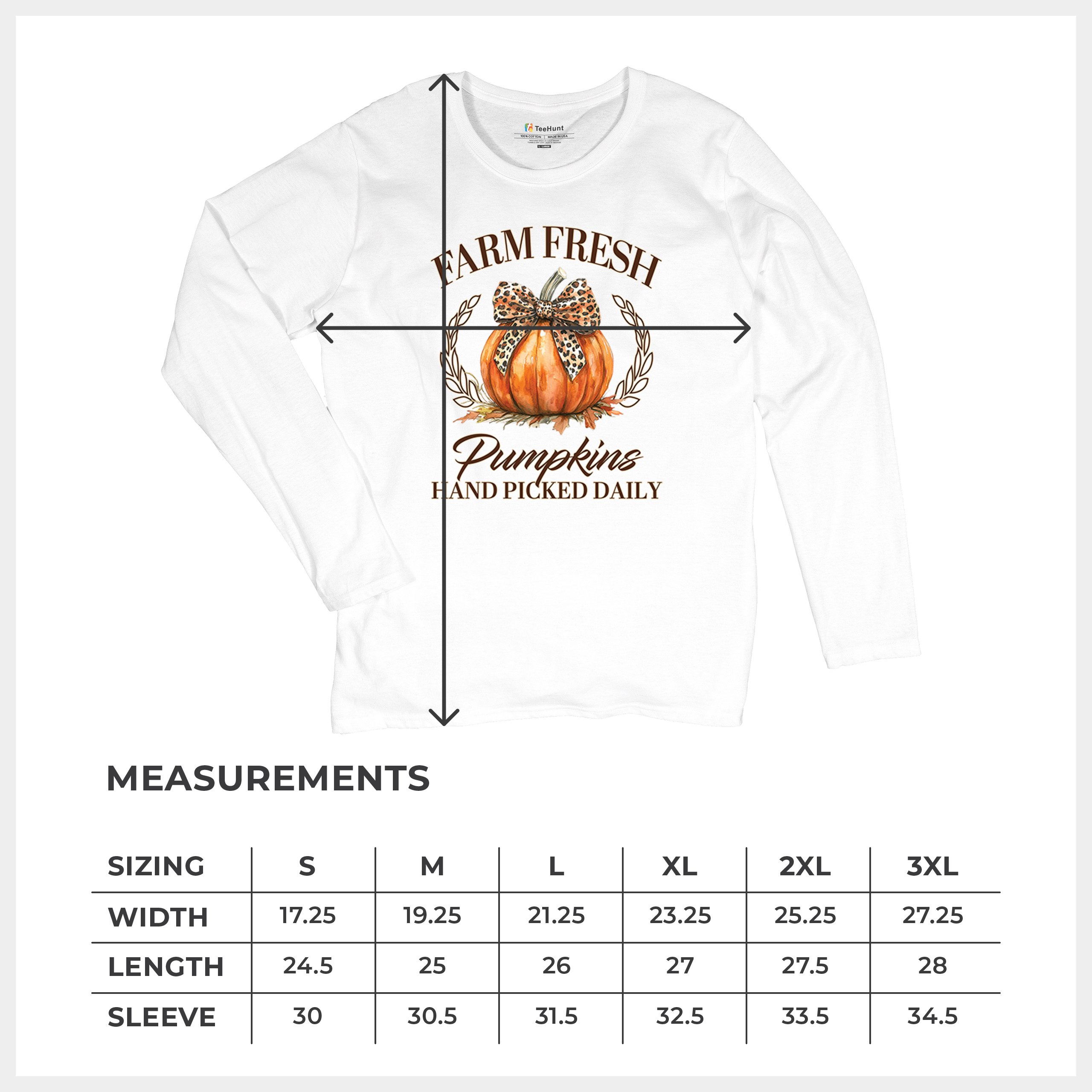 Farm Fresh Pumpkins Women's Long Sleeve T-shirt Fall Cozy Thanksgiving Cute - Picture 8 of 50