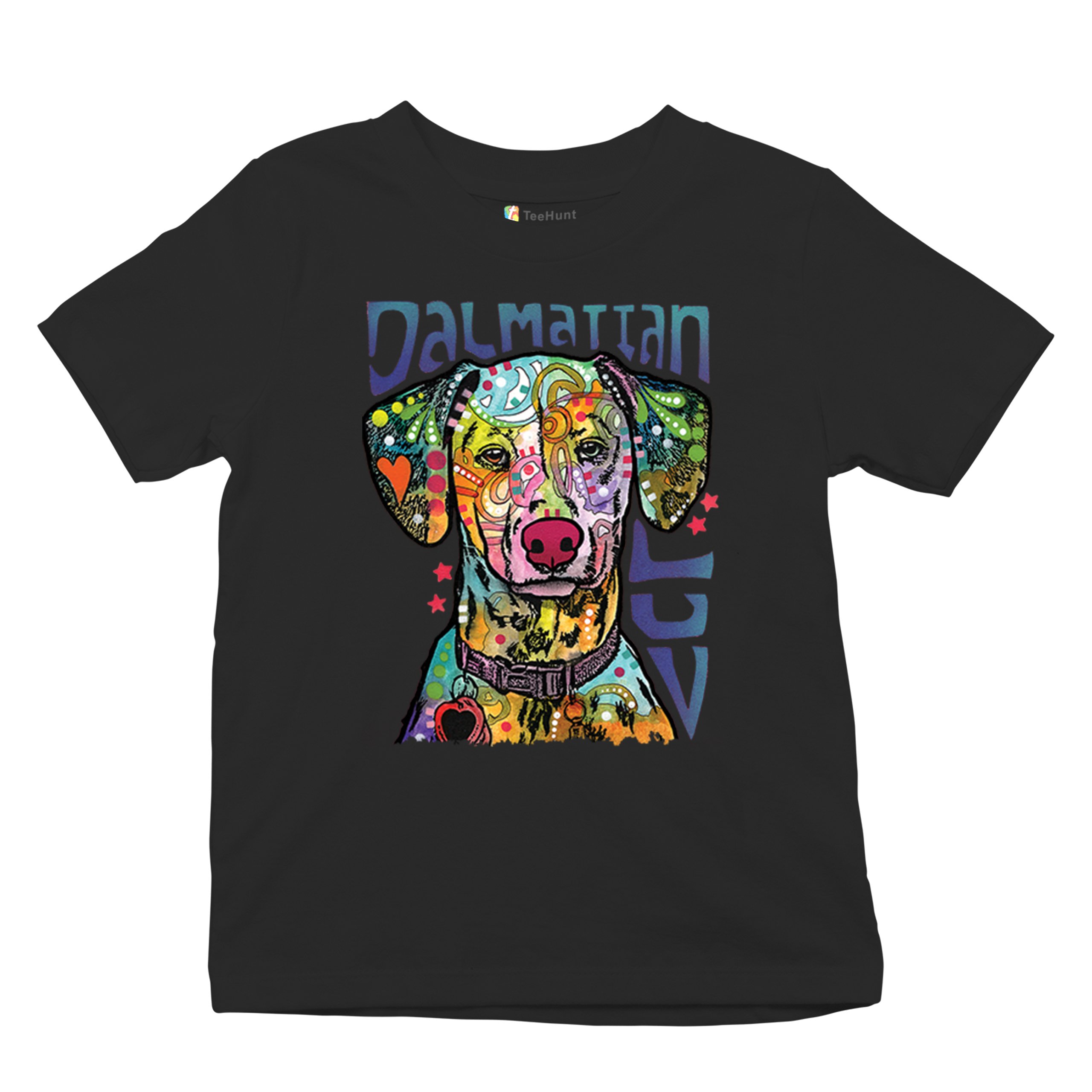 Dean Russo Dalmatian Luv Colorful Dog Youth T-shirt Neon Puppy Lover Kids - Picture 6 of 50