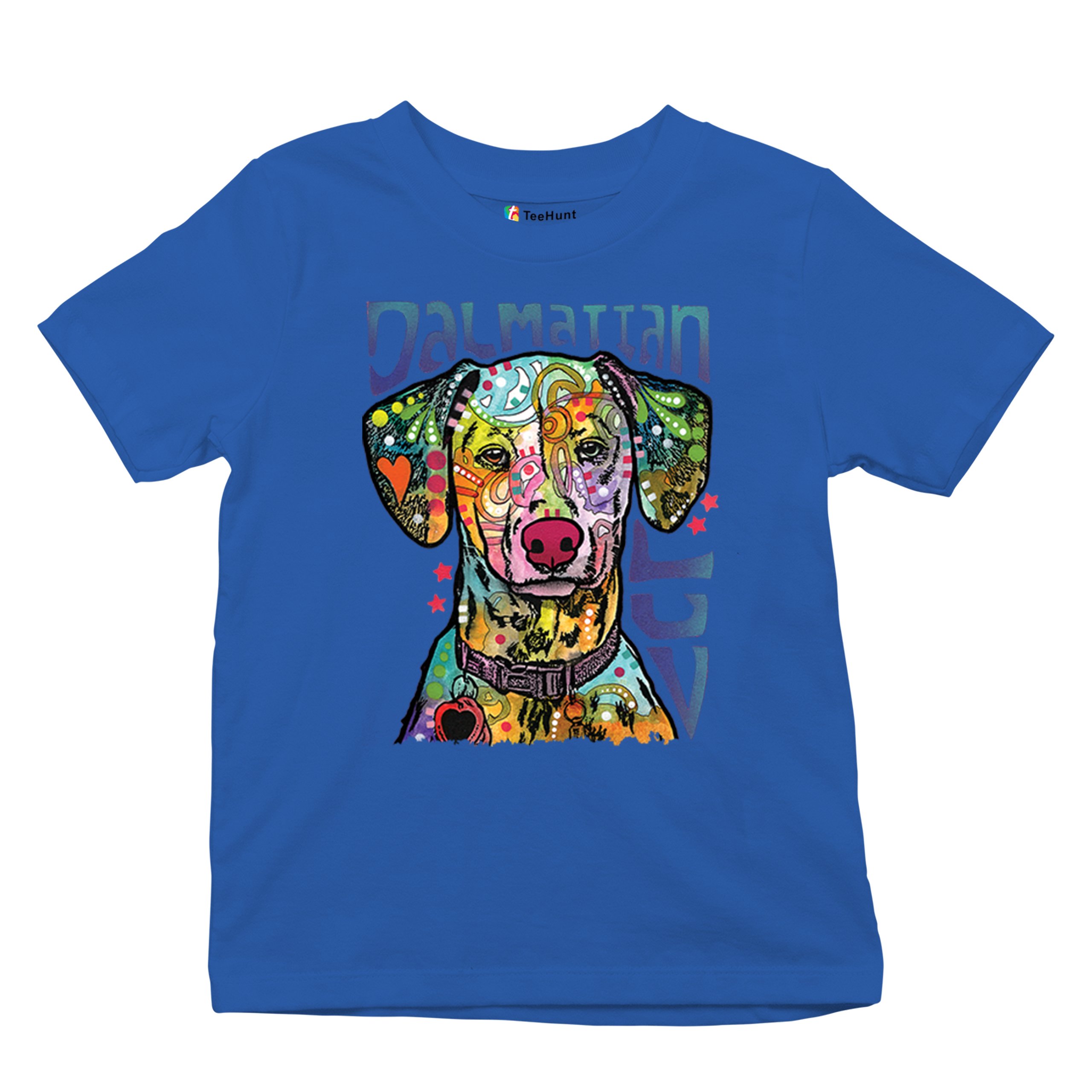 Dean Russo Dalmatian Luv Colorful Dog Youth T-shirt Neon Puppy Lover Kids - Picture 41 of 50
