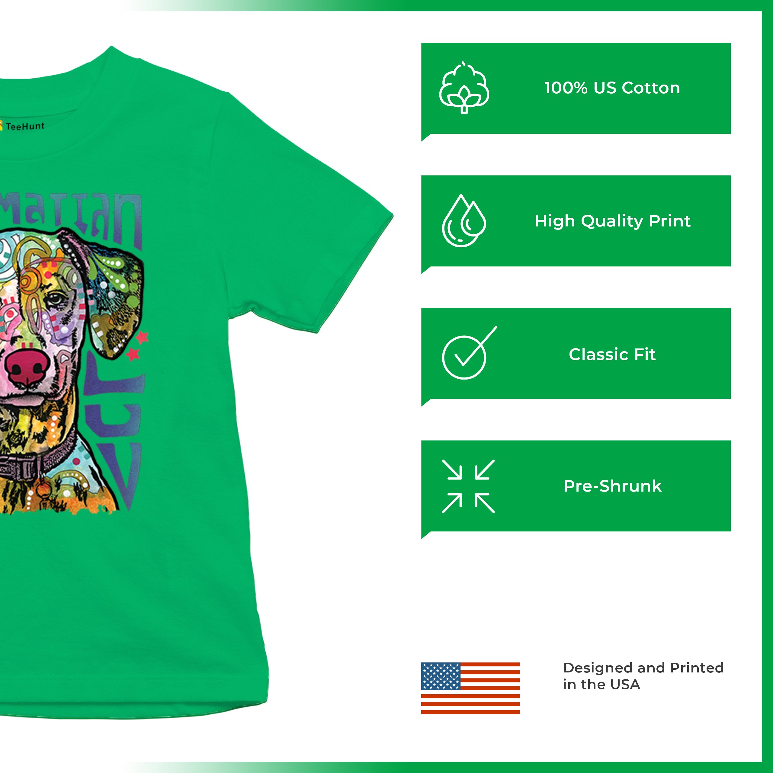 Dean Russo Dalmatian Luv Colorful Dog Youth T-shirt Neon Puppy Lover Kids - Picture 35 of 50