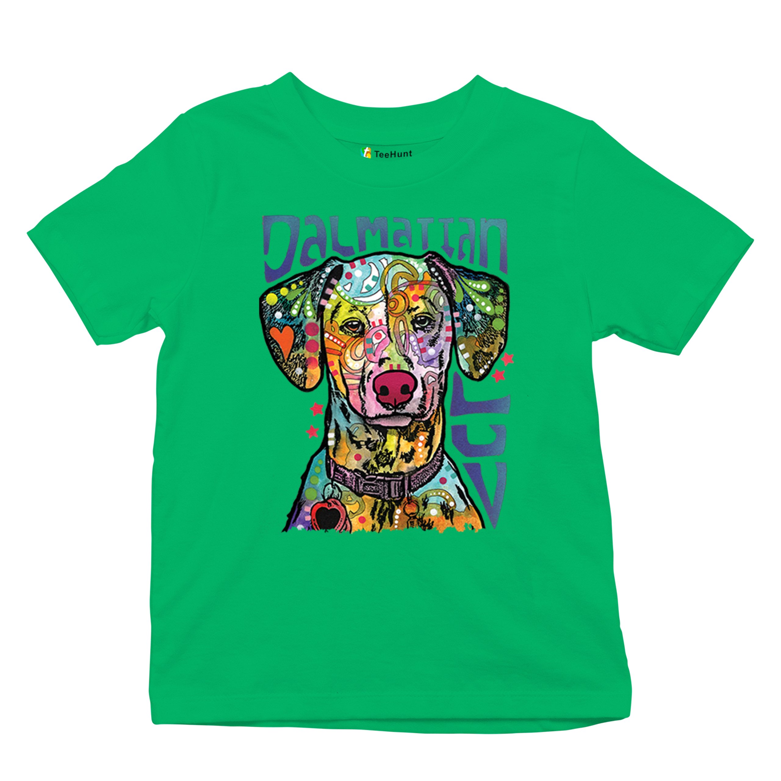 Dean Russo Dalmatian Luv Colorful Dog Youth T-shirt Neon Puppy Lover Kids - Picture 34 of 50