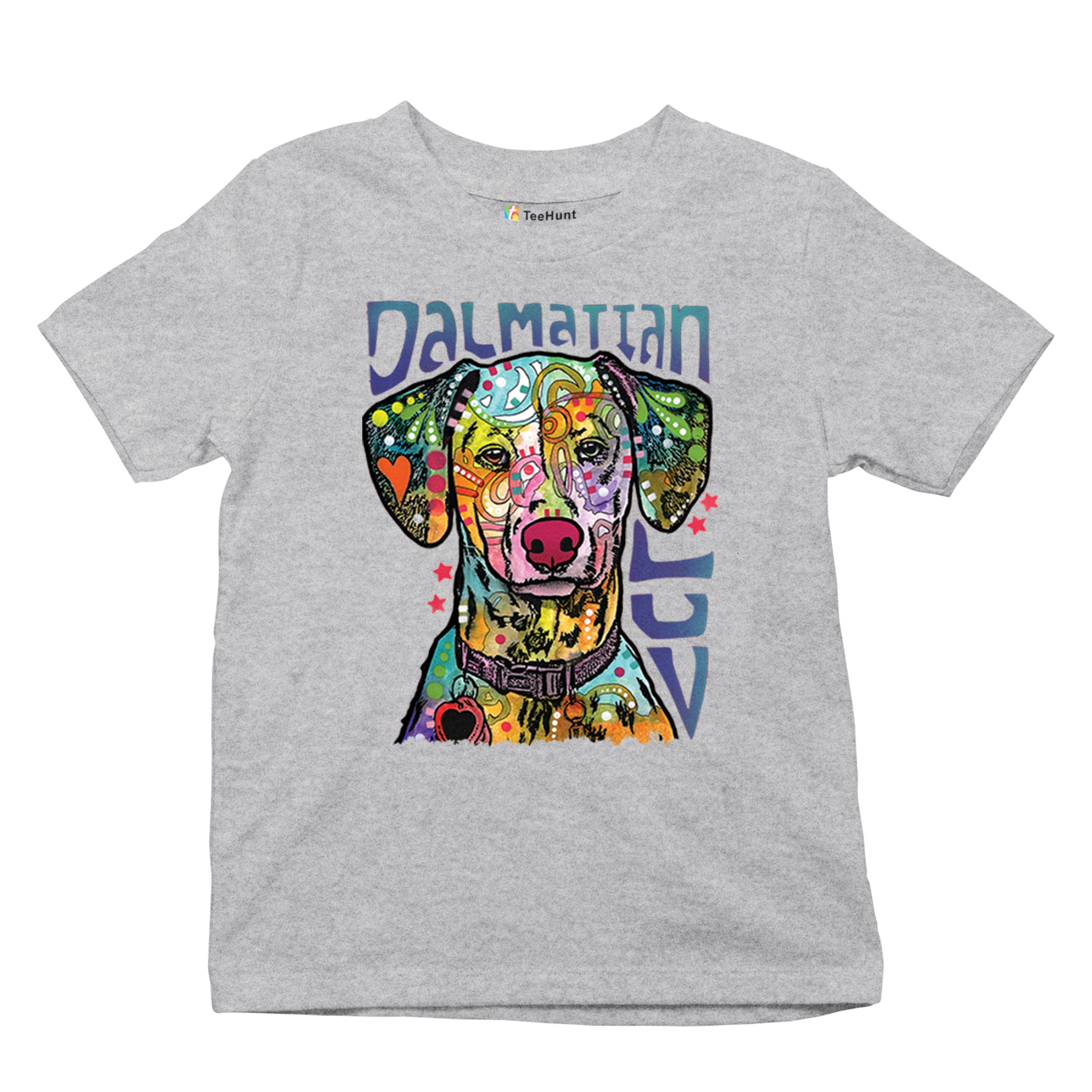 Dean Russo Dalmatian Luv Colorful Dog Youth T-shirt Neon Puppy Lover Kids - Picture 13 of 50