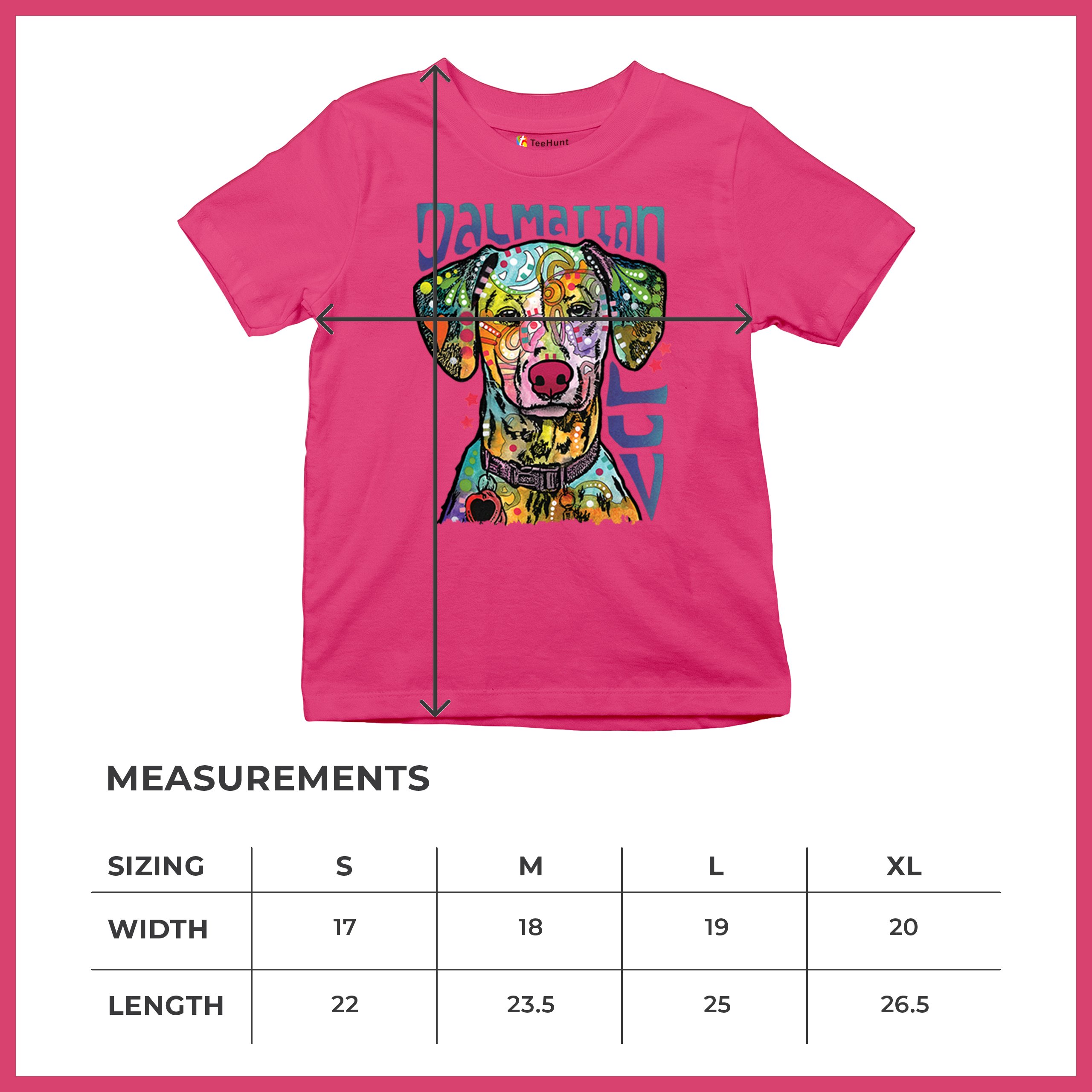 Dean Russo Dalmatian Luv Colorful Dog Youth T-shirt Neon Puppy Lover Kids - Picture 50 of 50