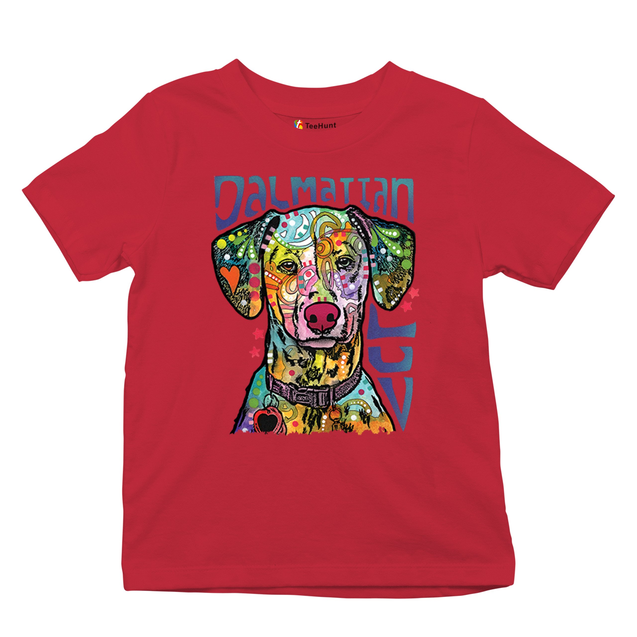 Dean Russo Dalmatian Luv Colorful Dog Youth T-shirt Neon Puppy Lover Kids - Picture 20 of 50